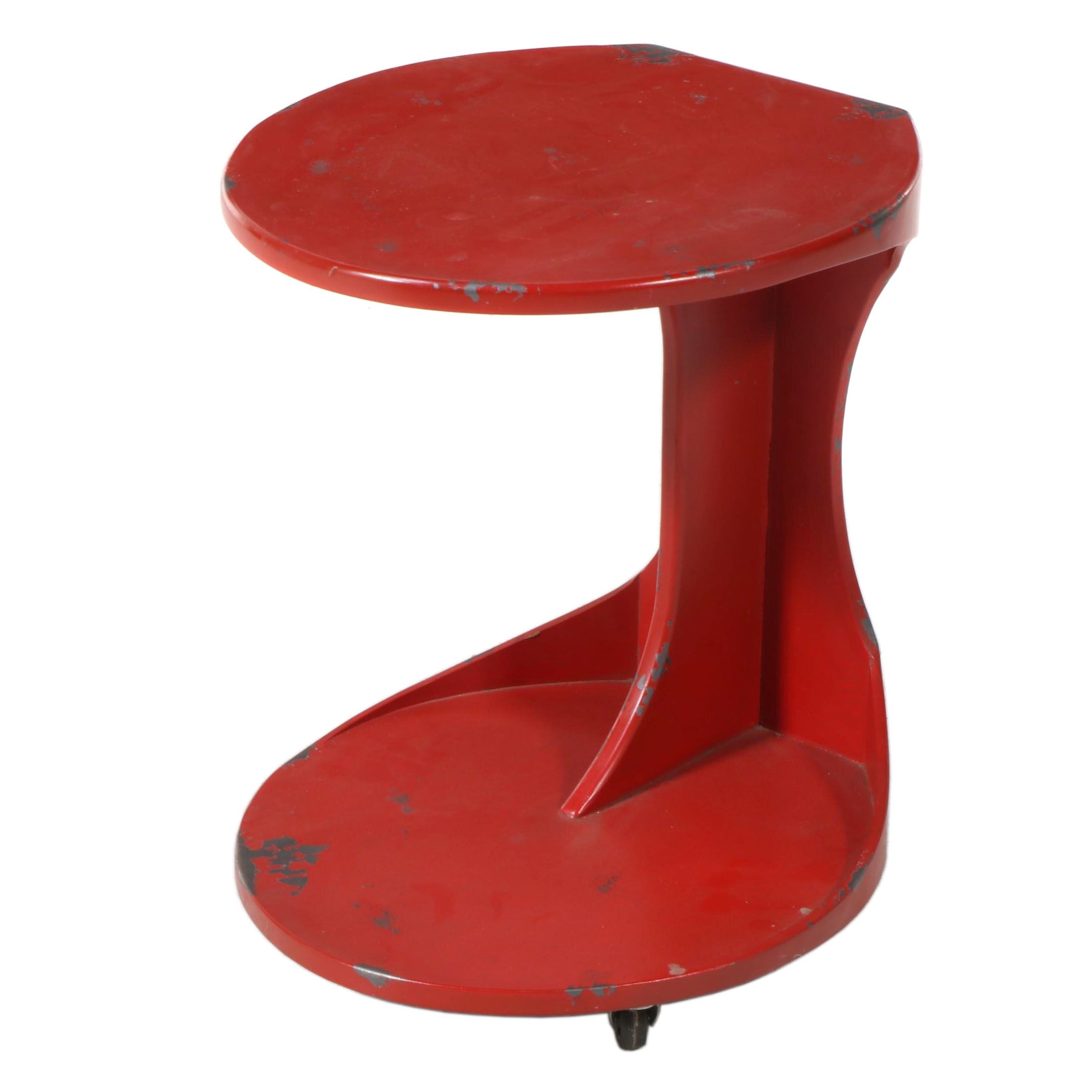 Creative Co-Op Modernist Style Red-Painted Rolling Side Table