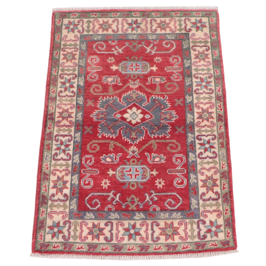 2'7 x 3'11 Hand-Knotted Pakistani Kazak Accent Rug