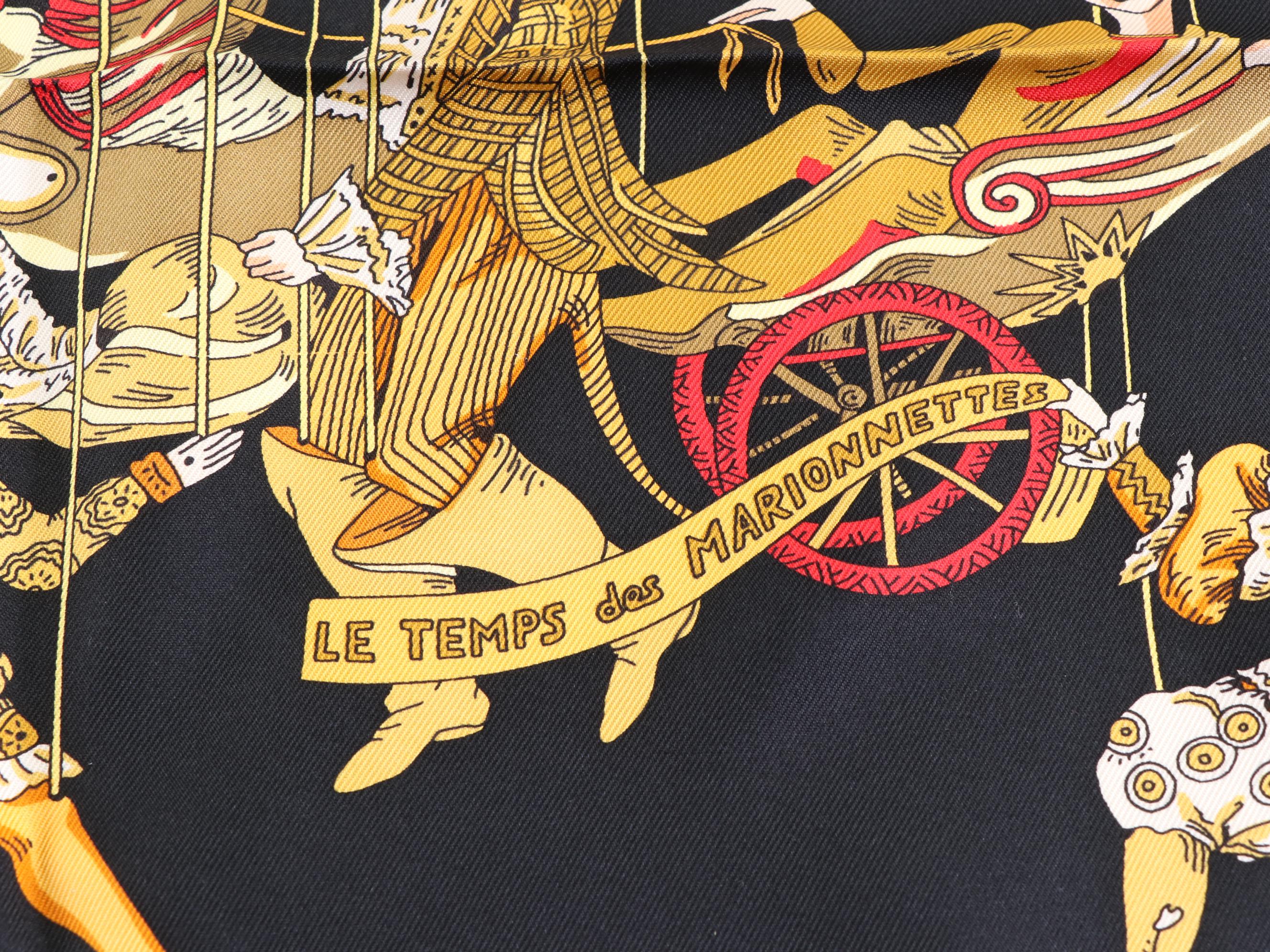 Hermès "Le Temps des Marionnettes" Silk Twill Scarf 90