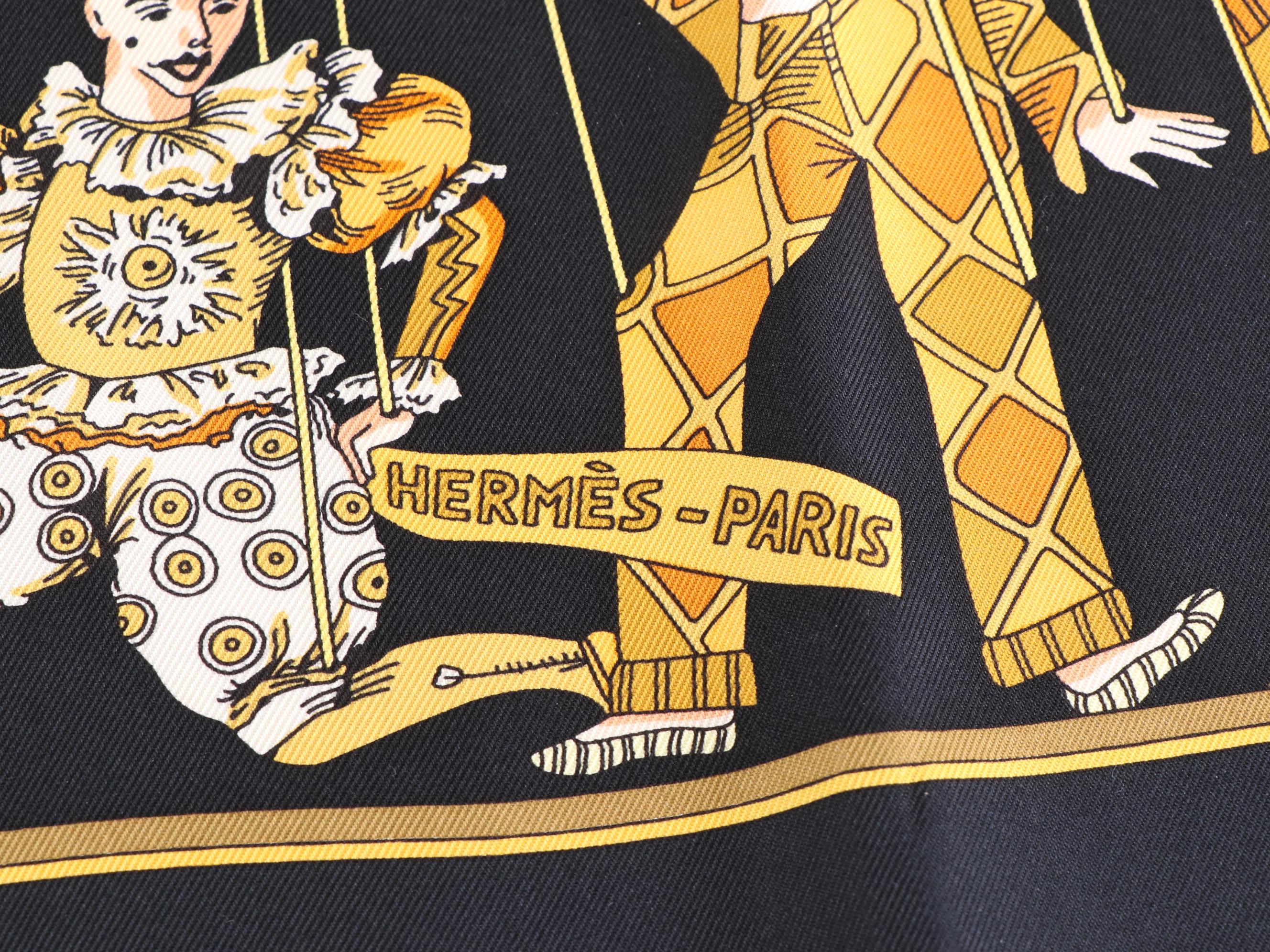 Hermès "Le Temps des Marionnettes" Silk Twill Scarf 90