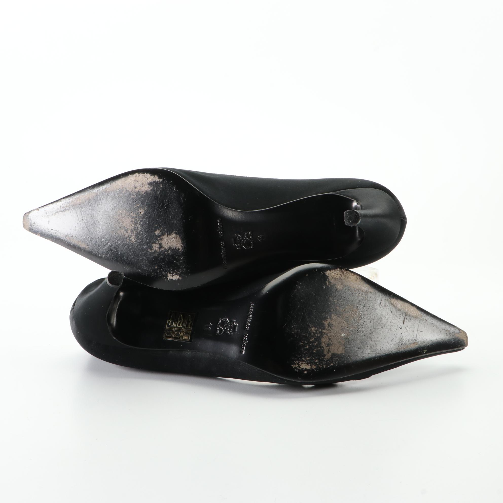 Martinez Valero Satin Pumps with Rhinestone Embellishment