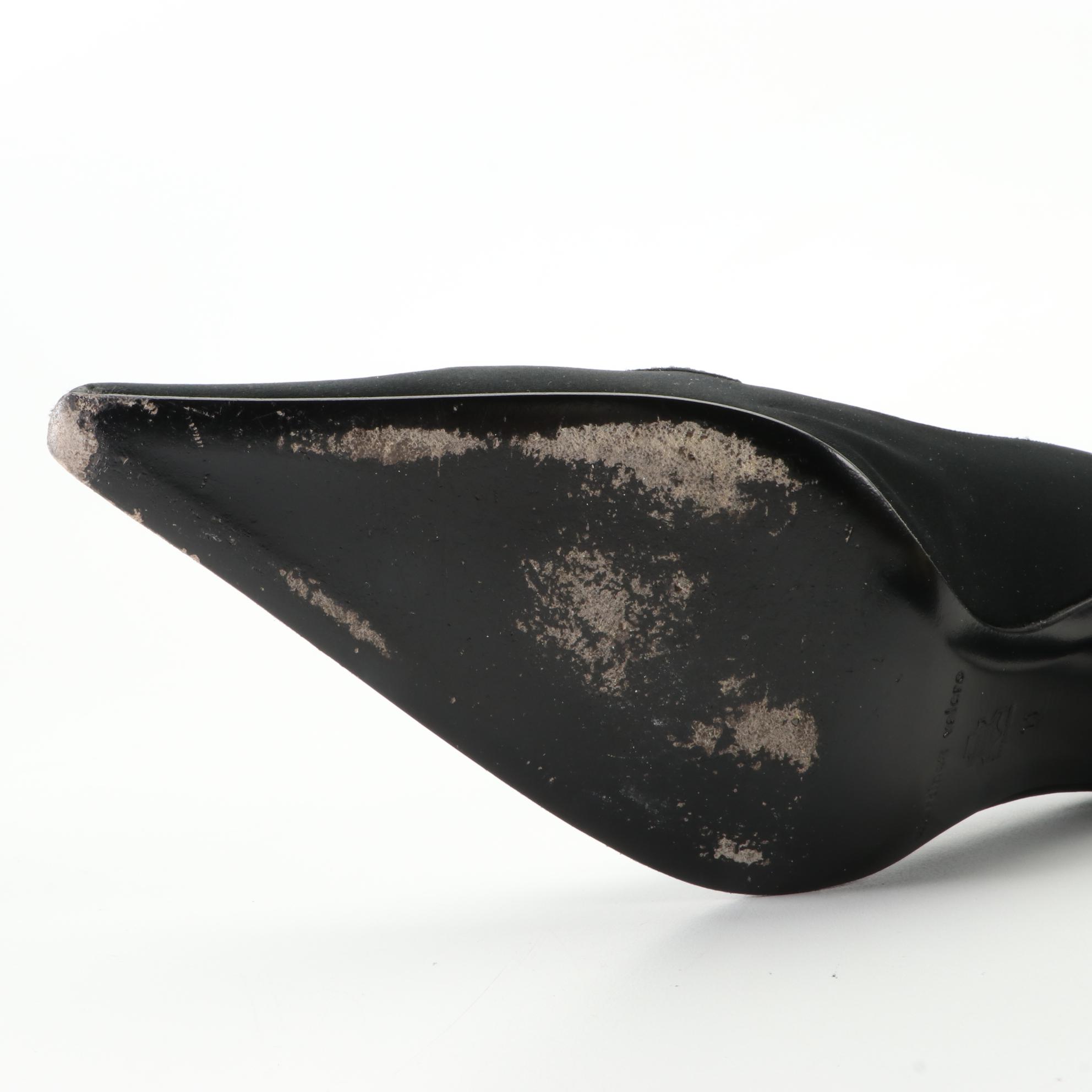 Martinez Valero Satin Pumps with Rhinestone Embellishment