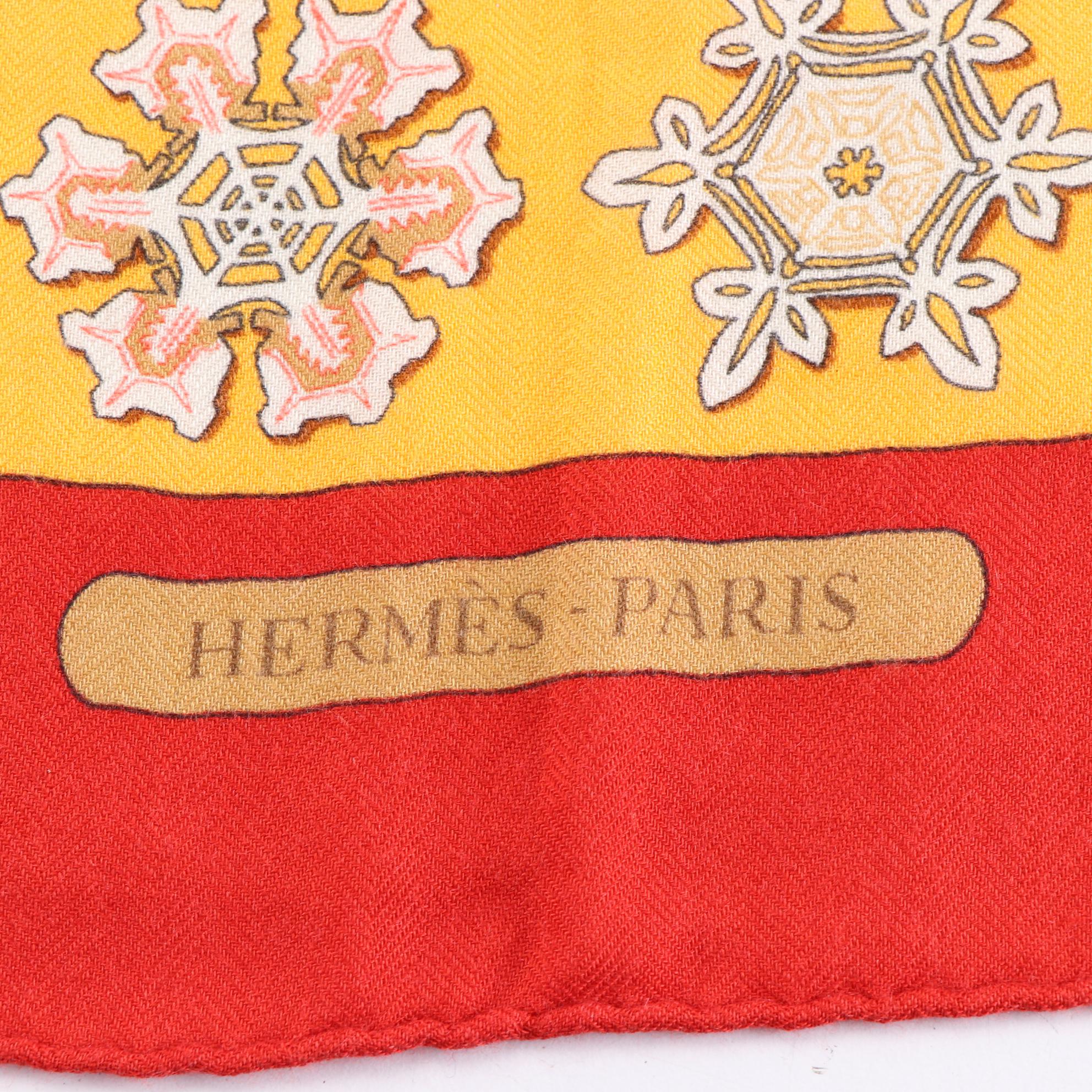 Hermès "Feux de l'Hiver" Cashmere and Silk Scarf 90 with Box