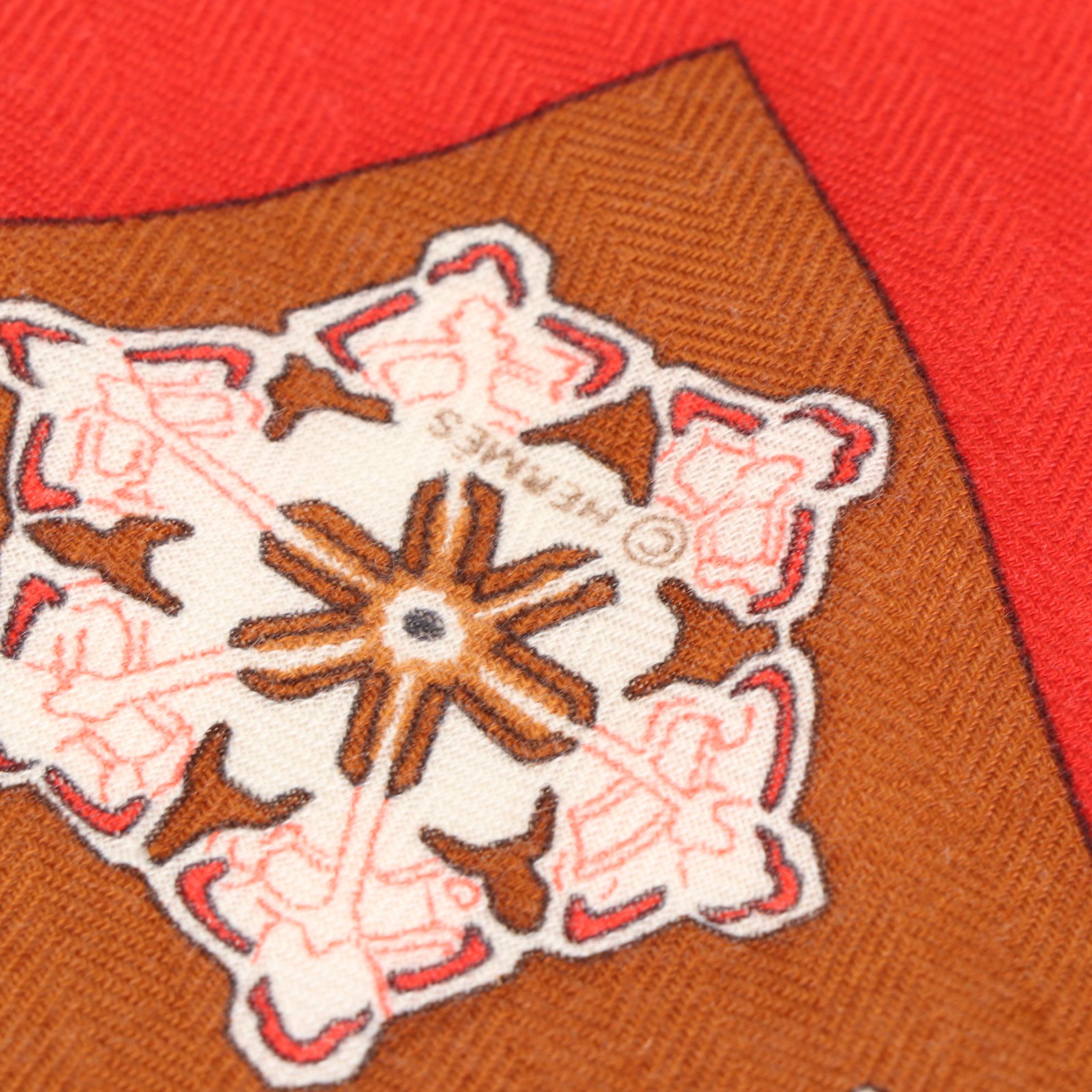 Hermès "Feux de l'Hiver" Cashmere and Silk Scarf 90 with Box