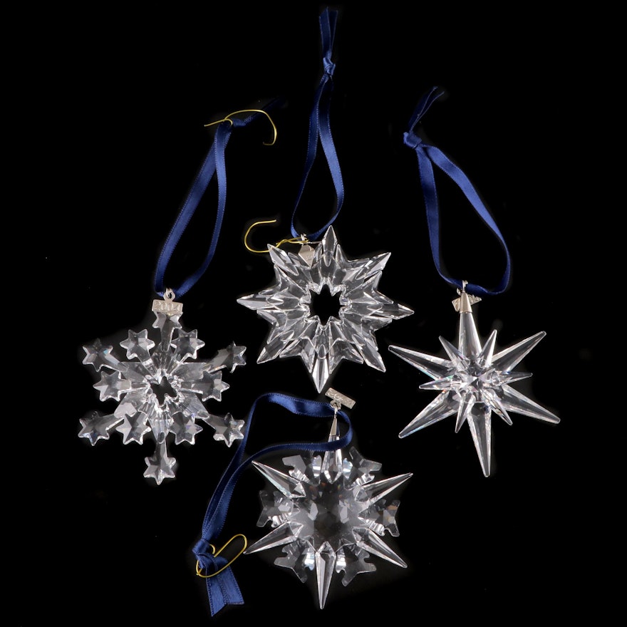 Swarovski Crystal Christmas Snowflake Annual Ornaments, 2002-2005