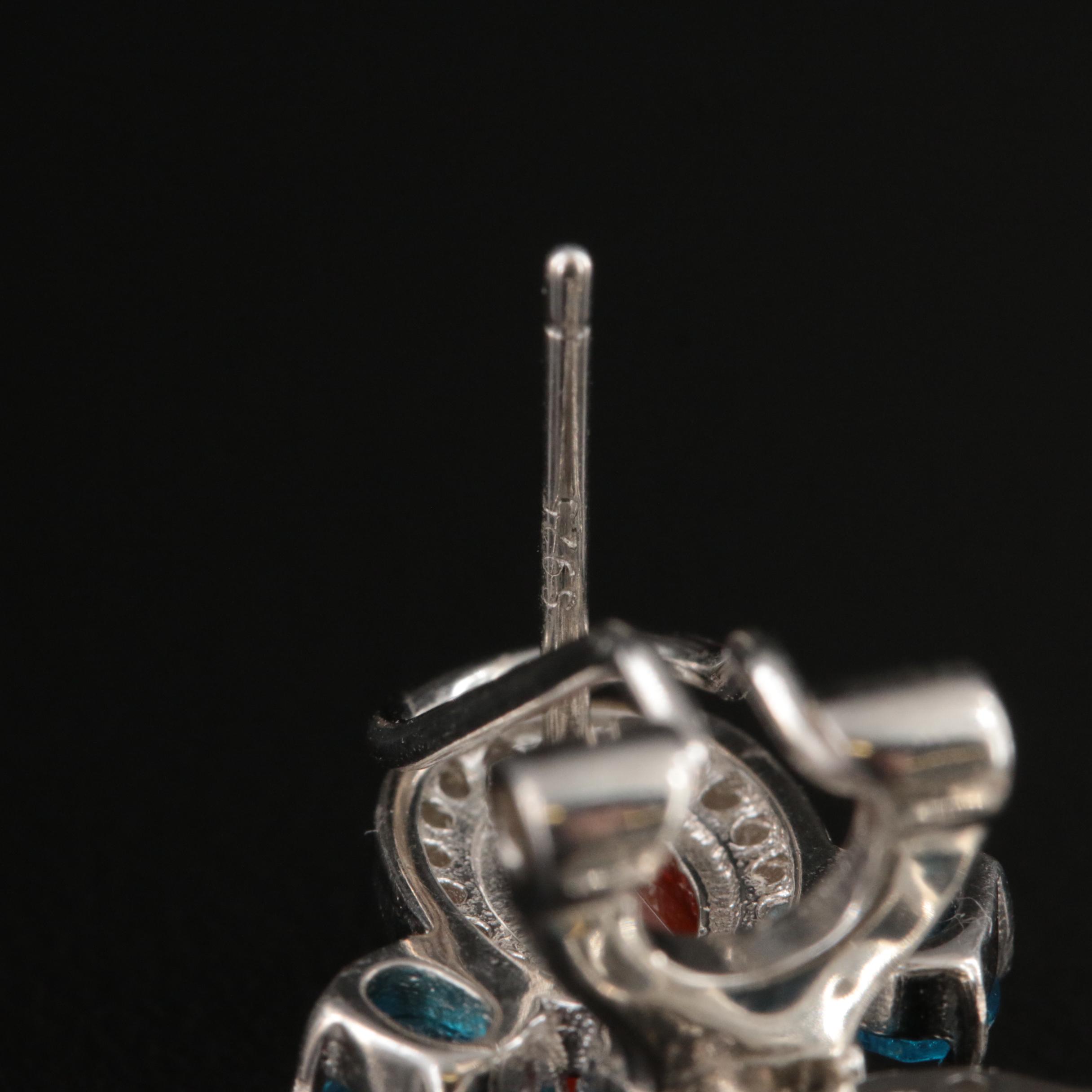 Sterling Fire Opal, Apatite and Cubic Zirconia Earrings