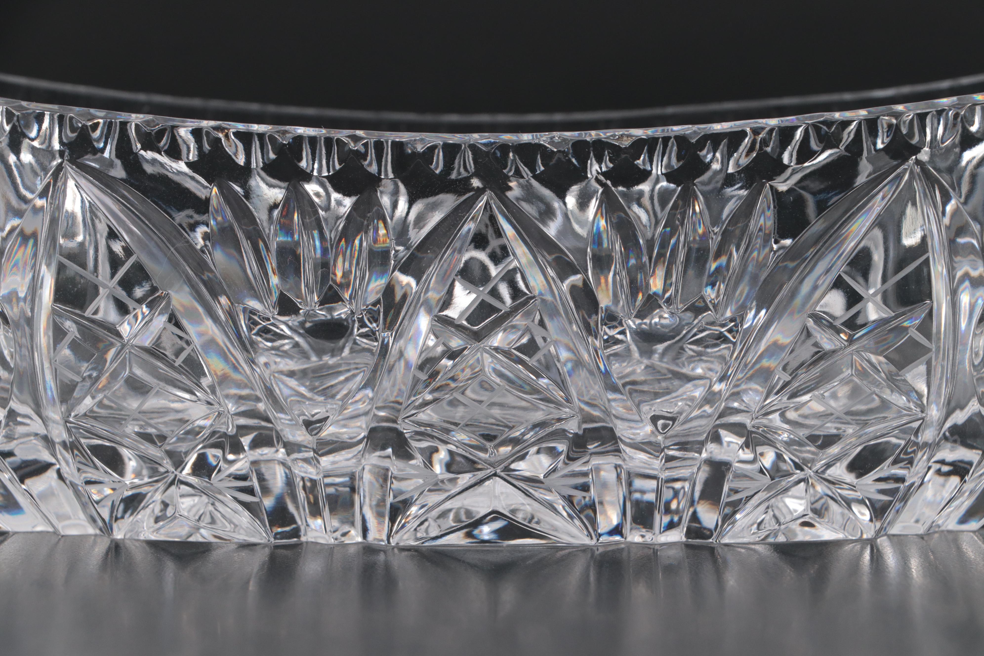 American Brilliant Style Cut Glass Pinwheel Pattern  Oval Bowl