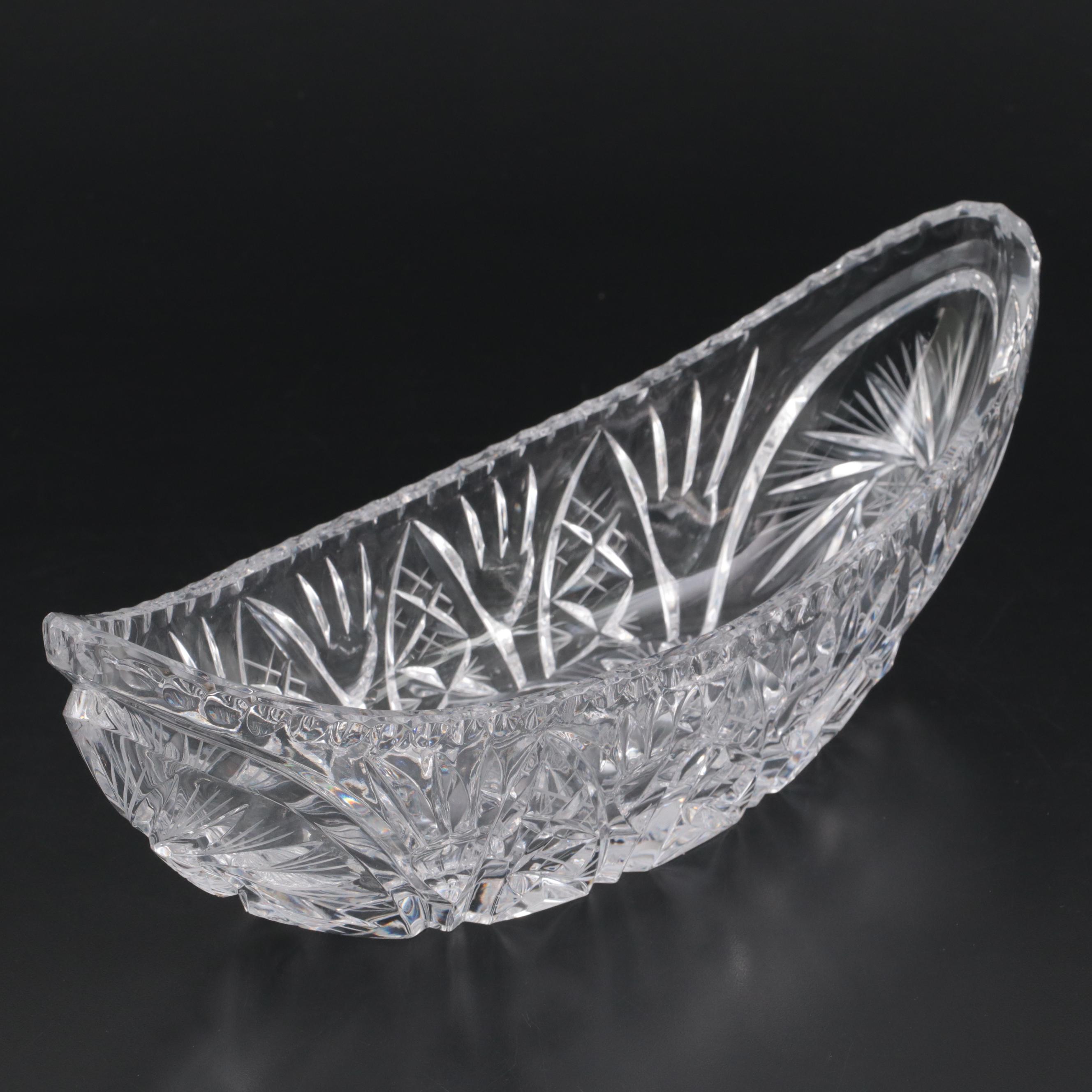 American Brilliant Style Cut Glass Pinwheel Pattern  Oval Bowl