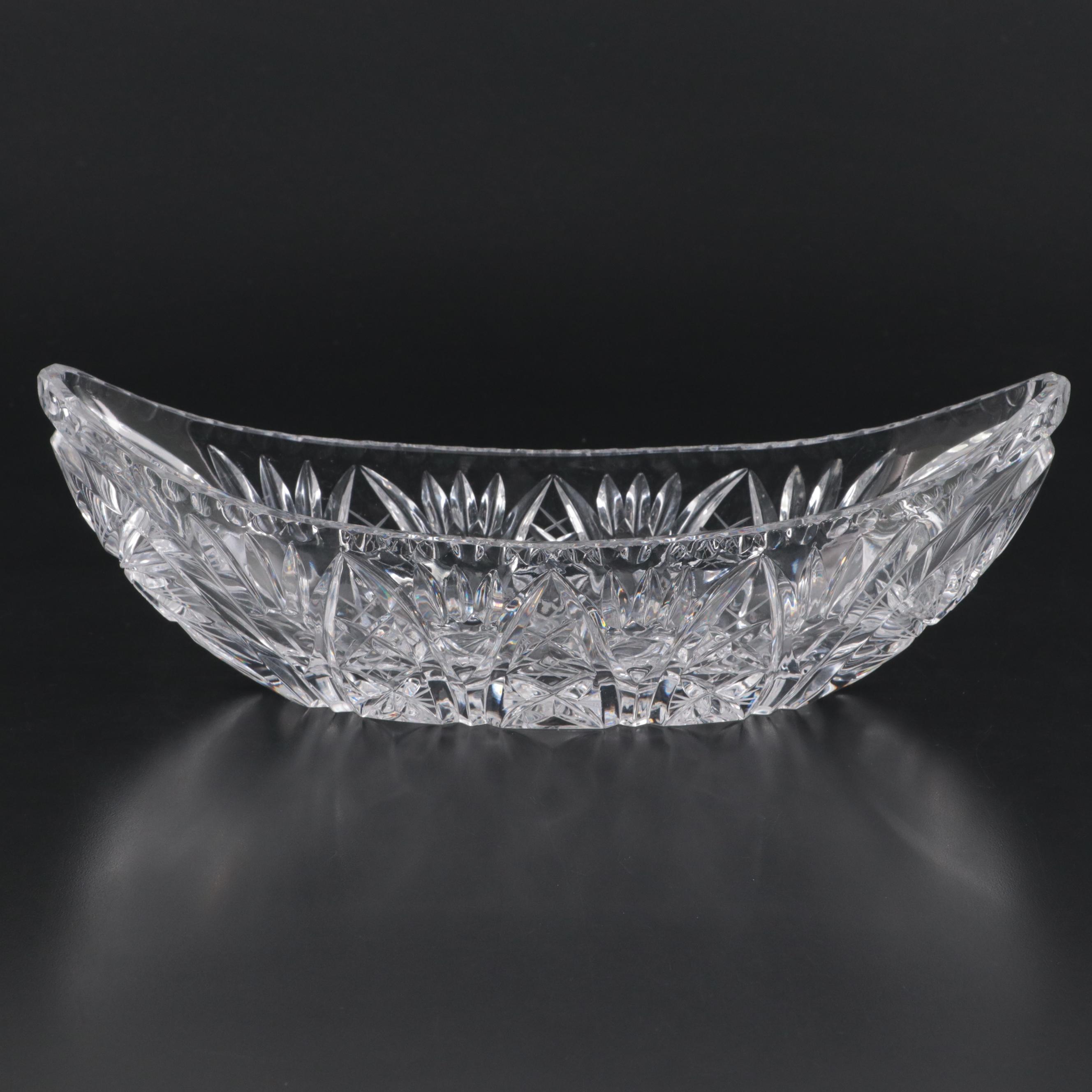 American Brilliant Style Cut Glass Pinwheel Pattern  Oval Bowl