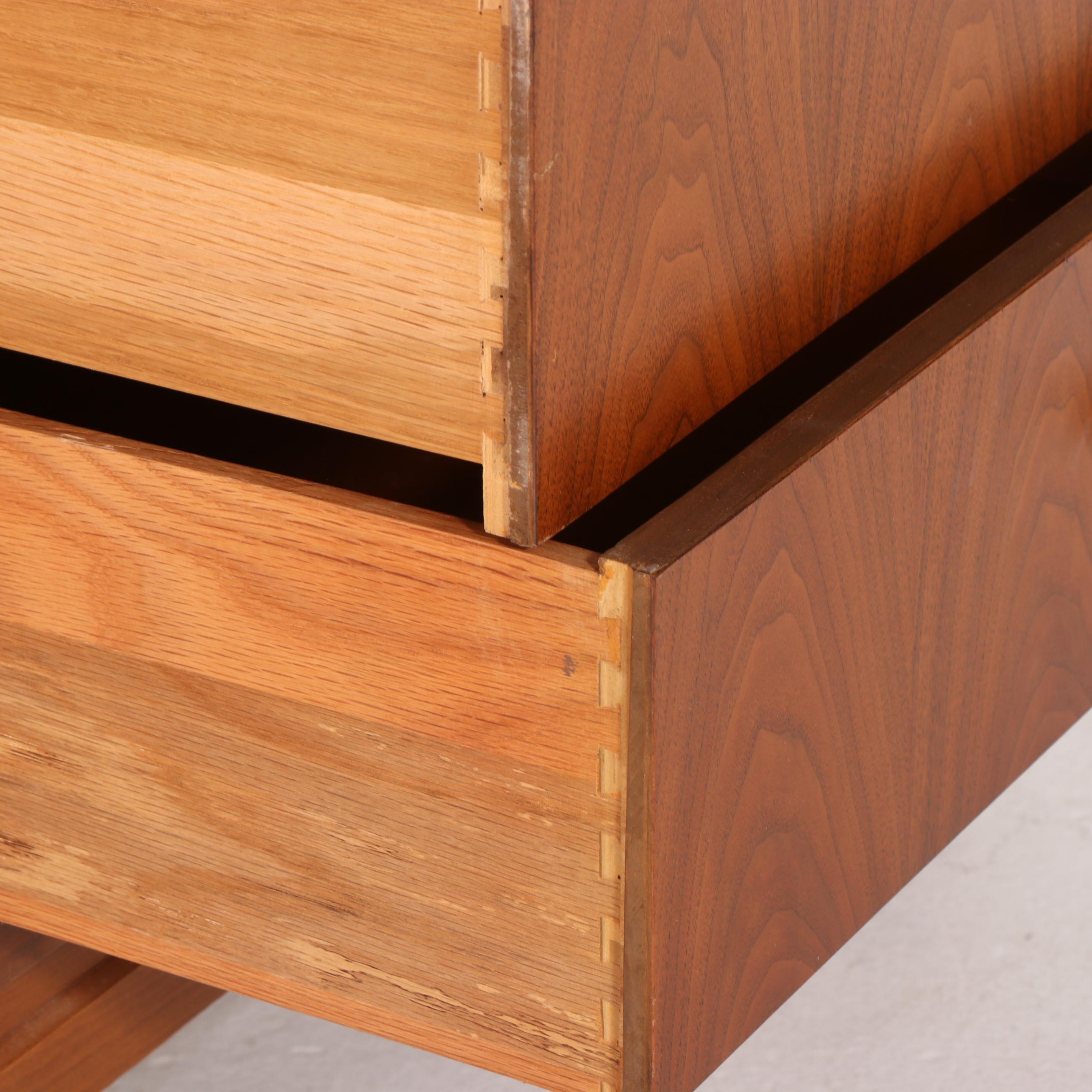 National Furniture Co. Mid Century Modern Walnut and Beech Dresser