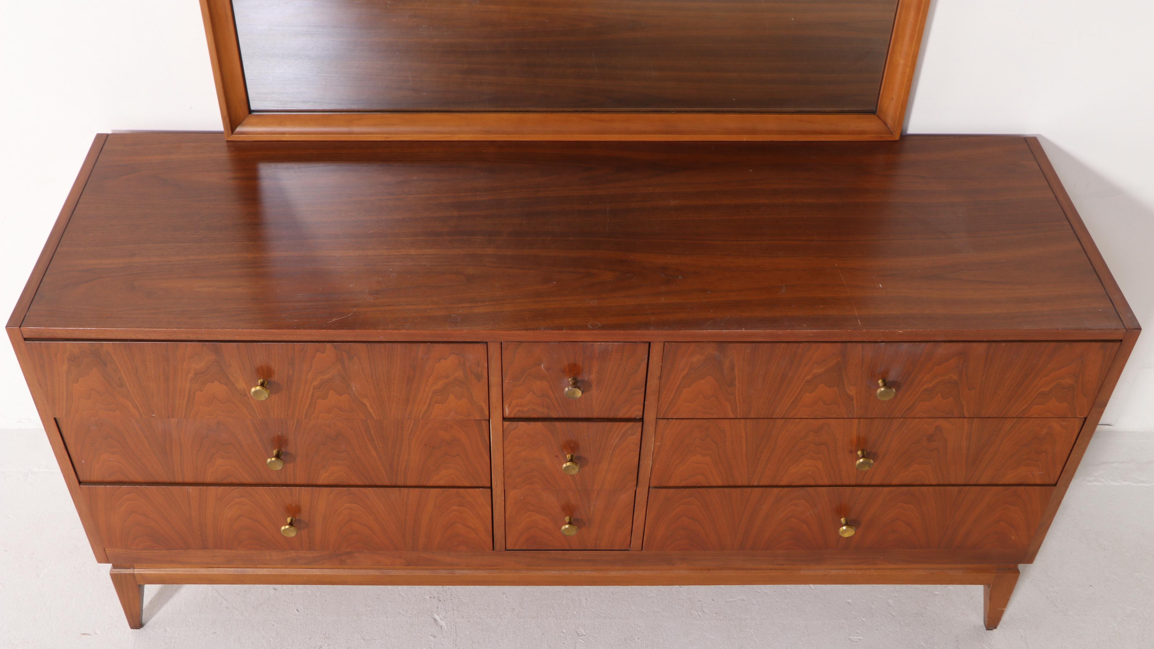 National Furniture Co. Mid Century Modern Walnut and Beech Dresser