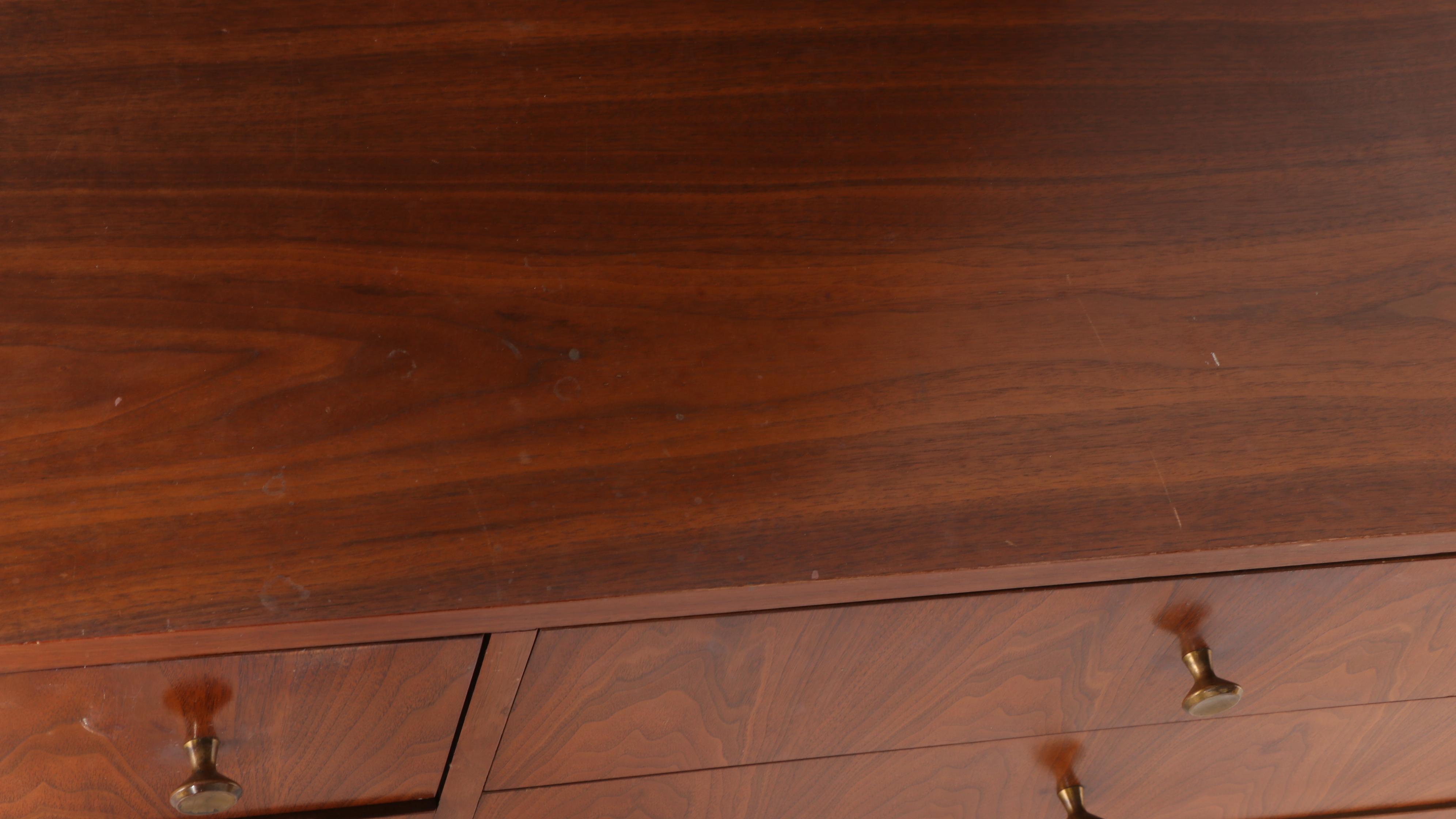 National Furniture Co. Mid Century Modern Walnut and Beech Dresser