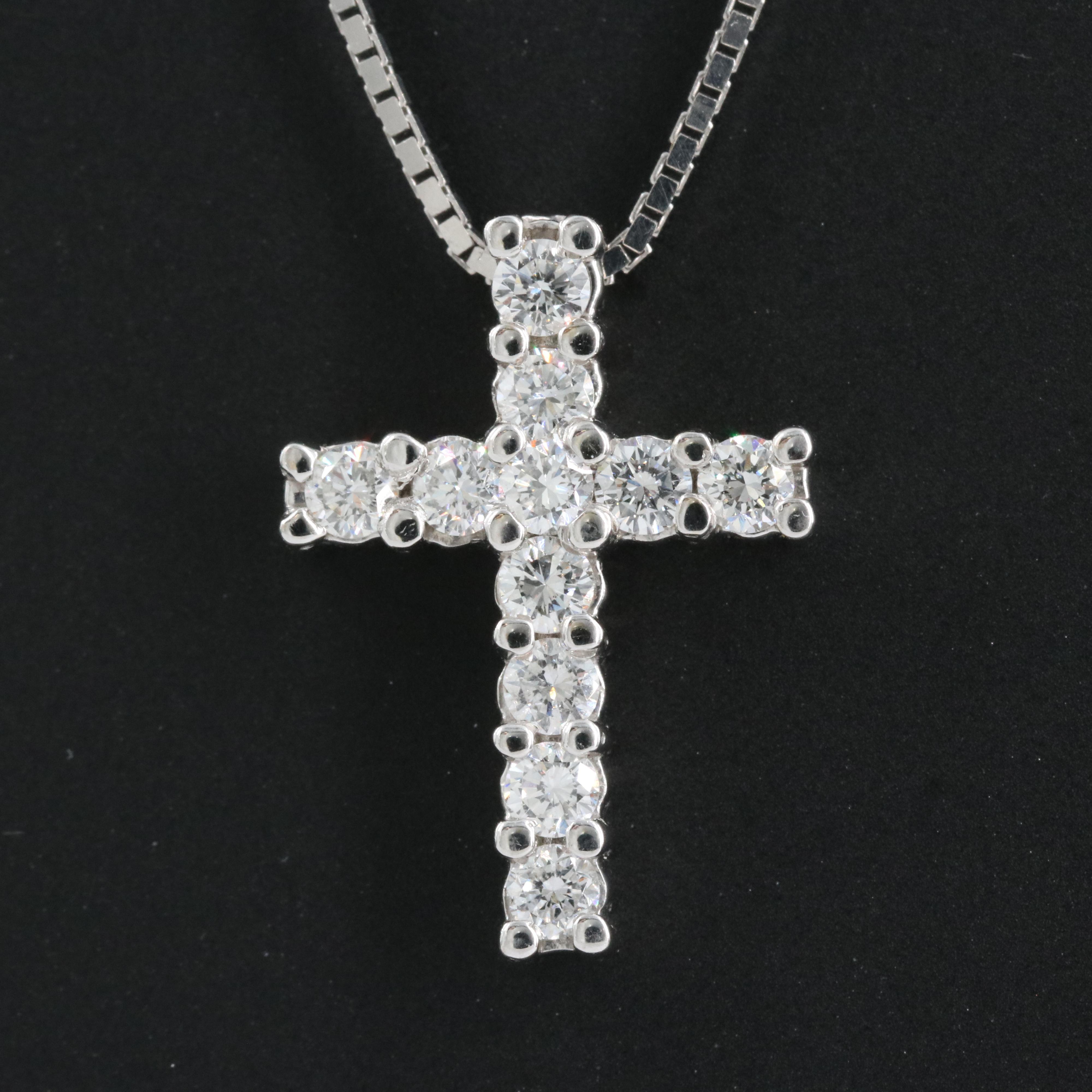 Italian 14K 0.66 CTW Diamond Cross Pendant Necklace
