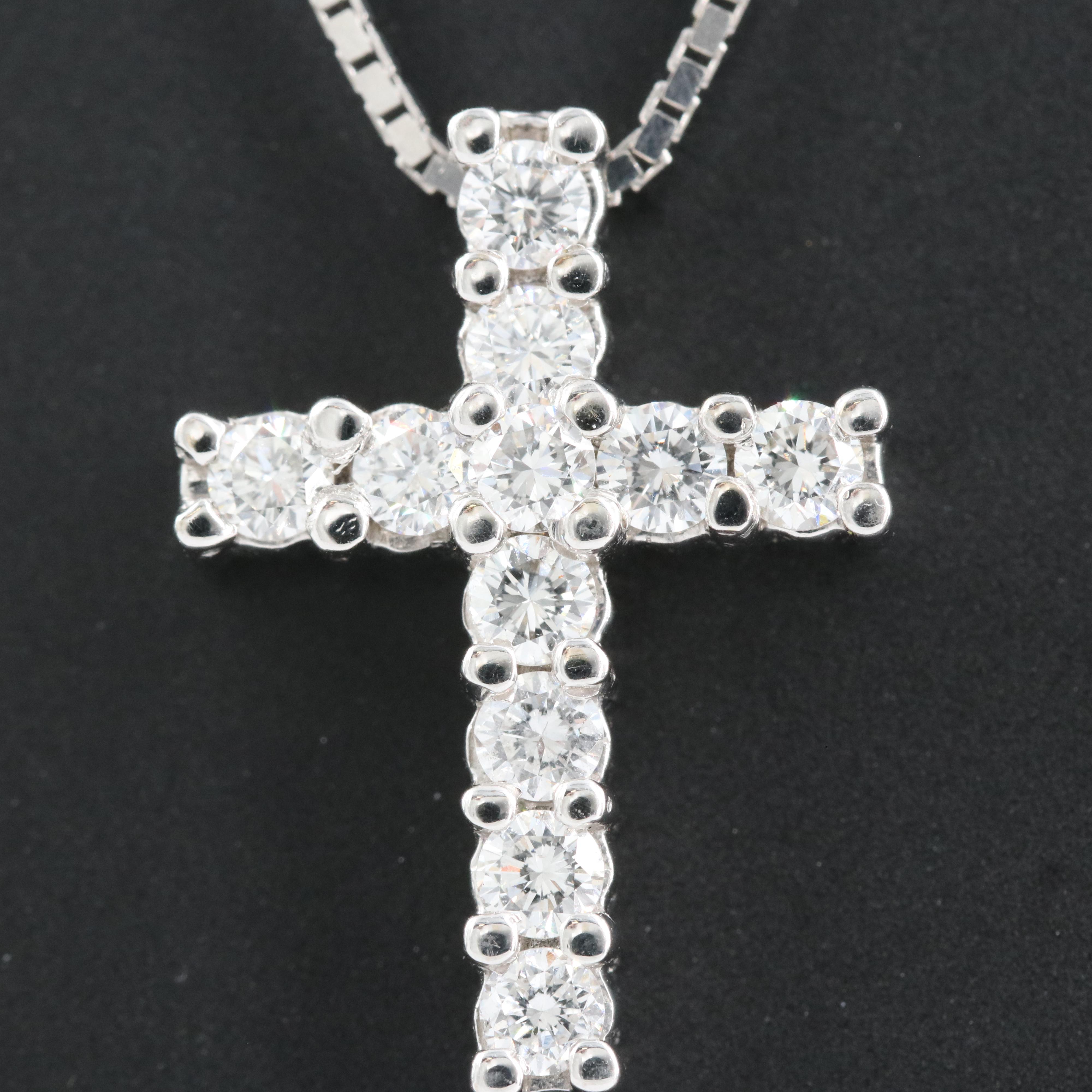 Italian 14K 0.66 CTW Diamond Cross Pendant Necklace
