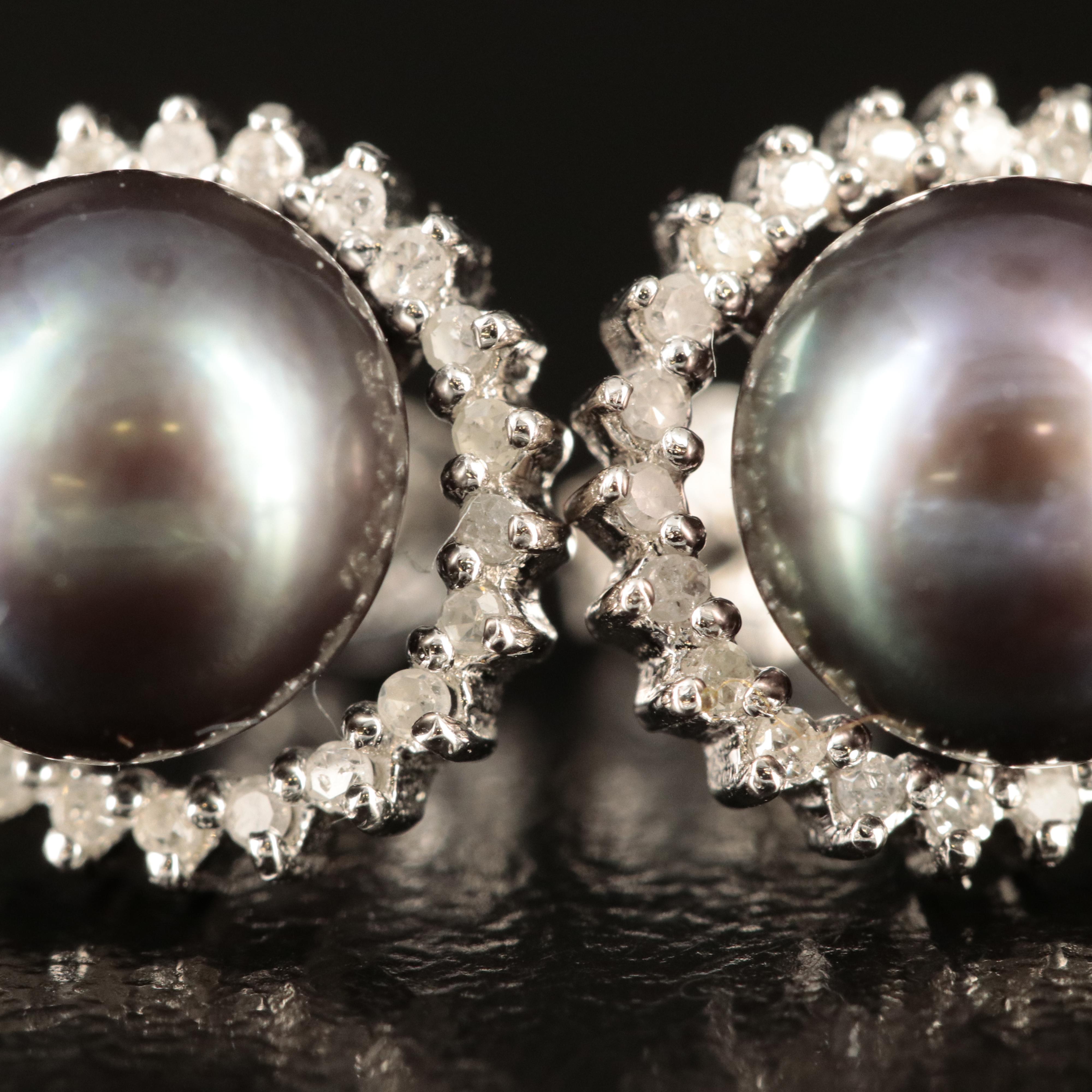 14K Pearl and Diamond Earrings and Pendant