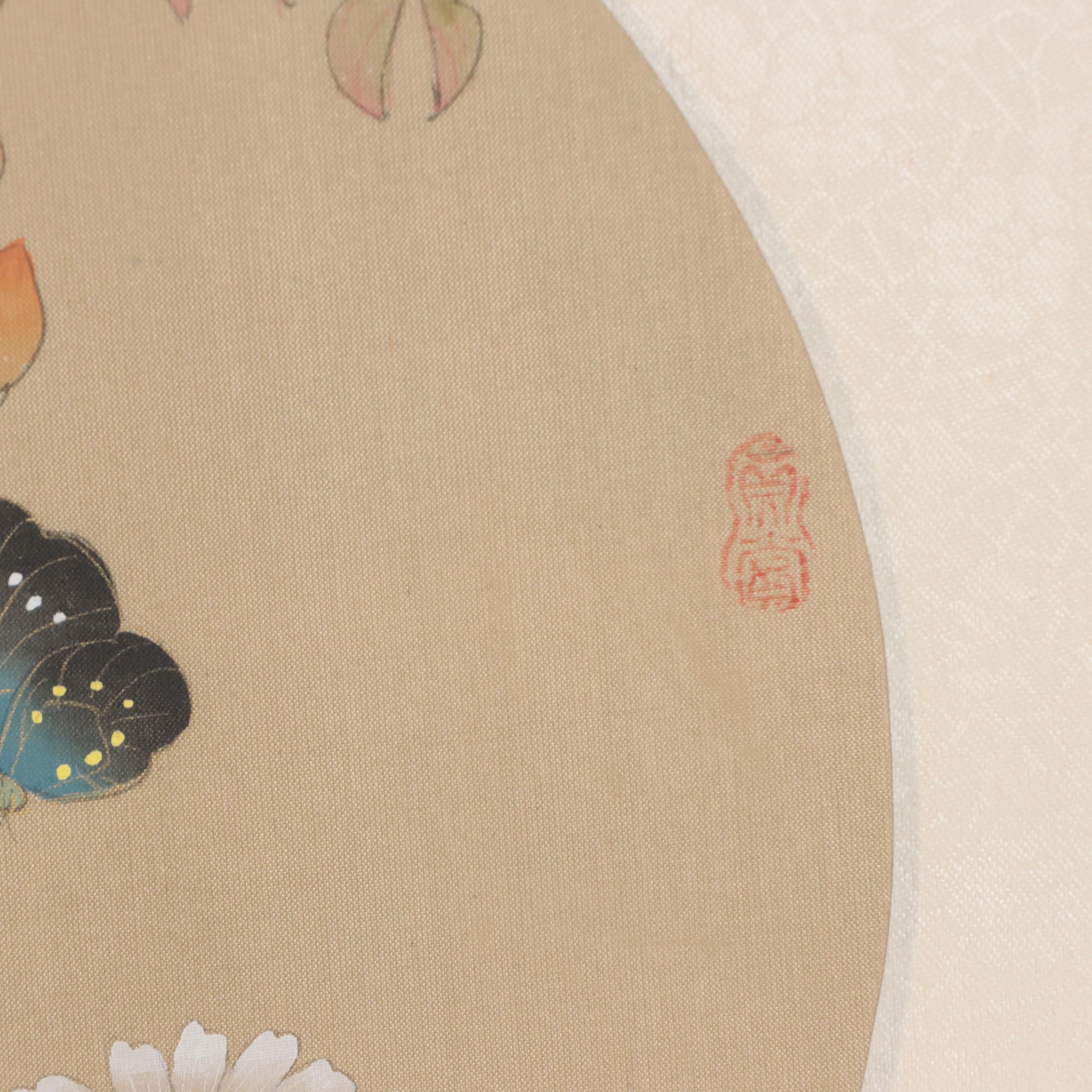 Japanese Gouache Paintings of Butterflies and Flowers