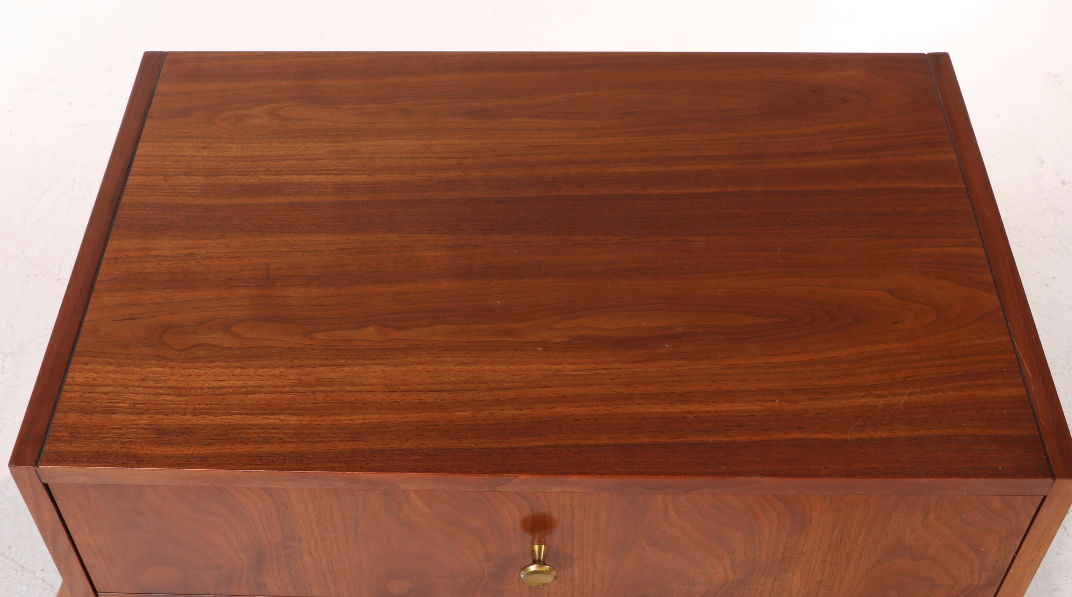 National Furniture Co. Mid Century Modern Walnut and Beech Bedside Chest