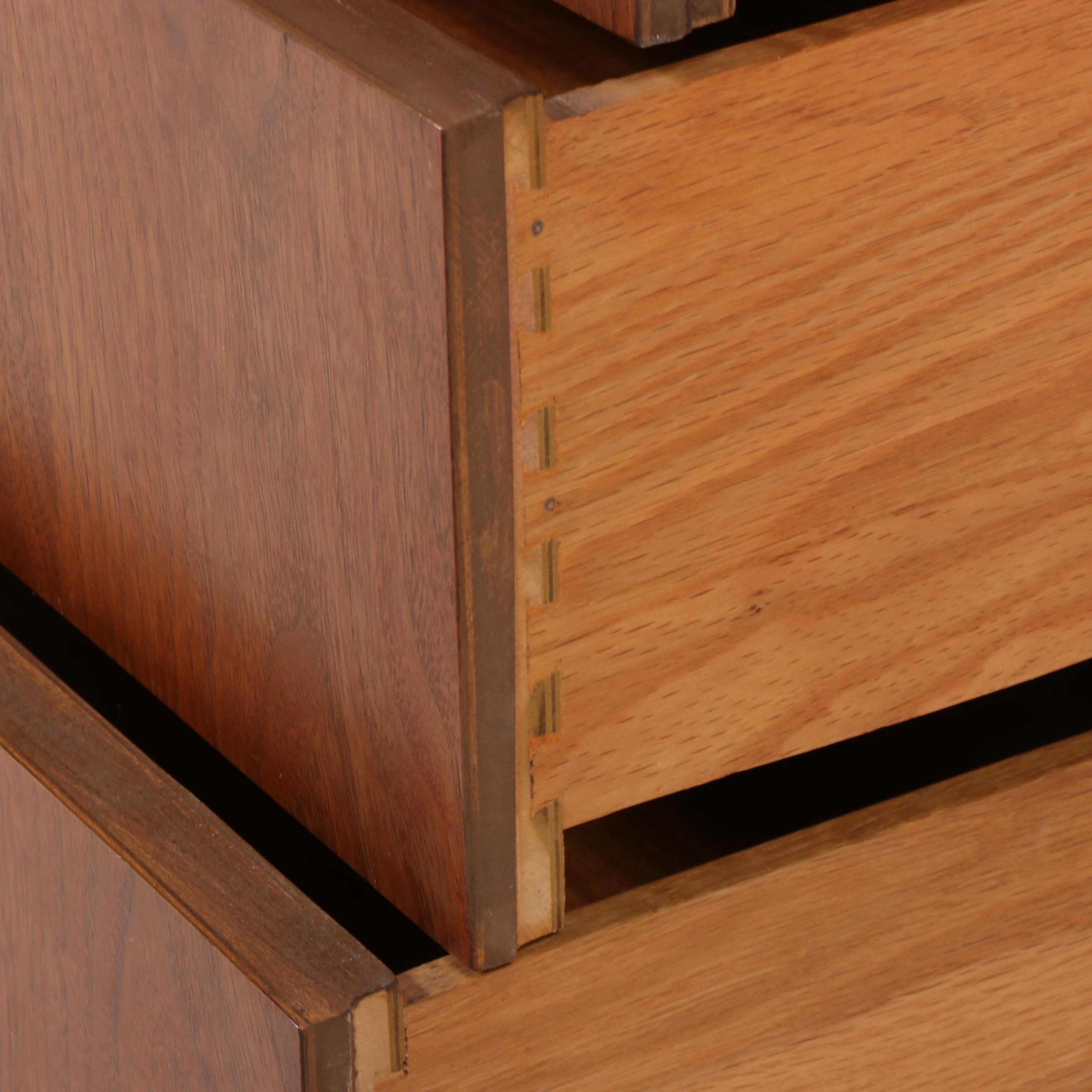 National Furniture Co. Mid Century Modern Walnut and Beech Bedside Chest