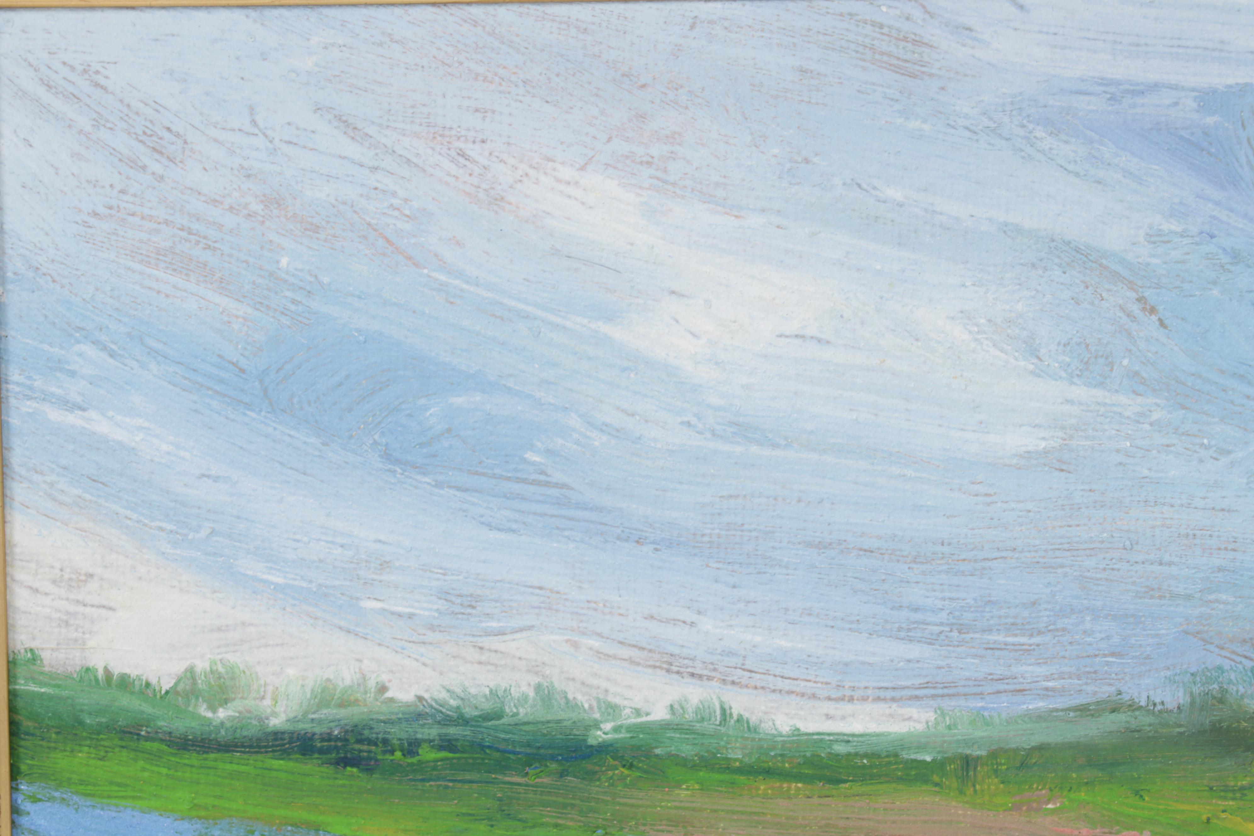 Sulmaz Radvand Landscape Oil Painting of Pastoral Field, 21st Century