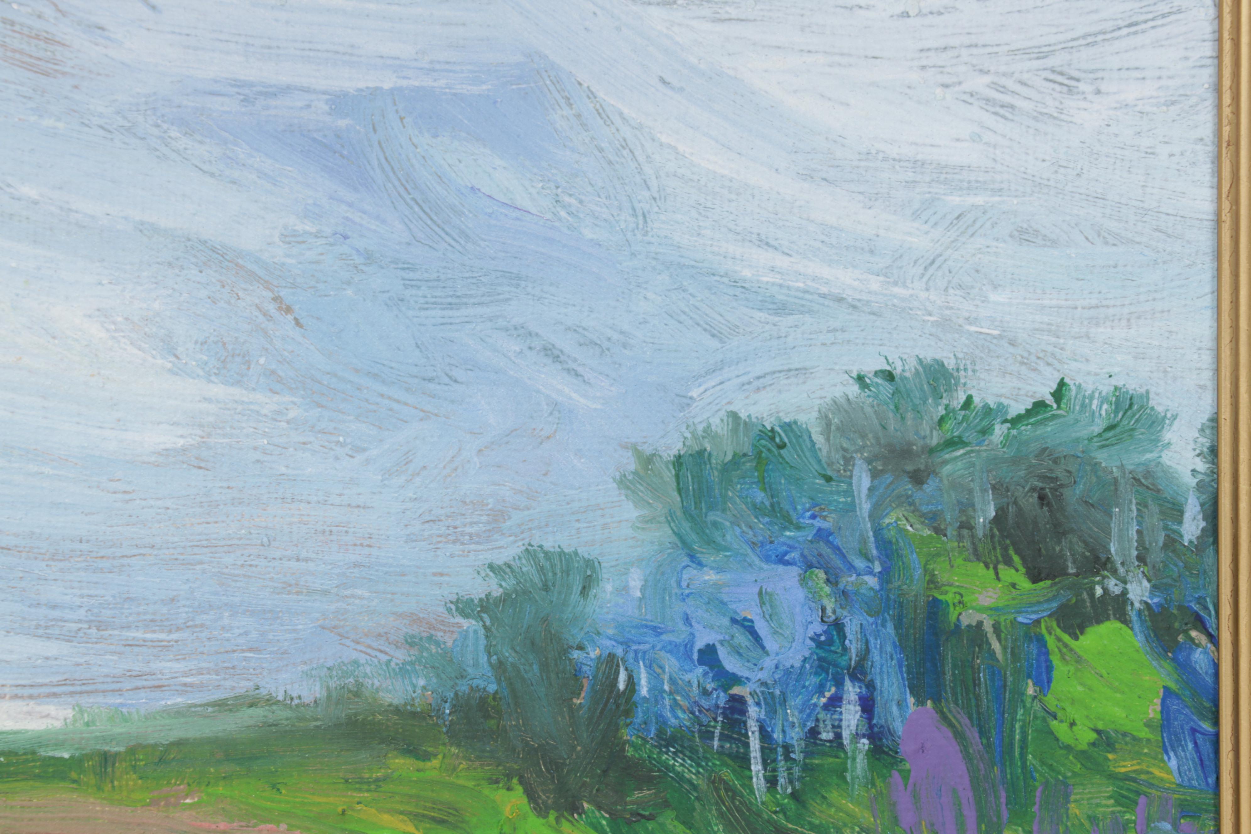 Sulmaz Radvand Landscape Oil Painting of Pastoral Field, 21st Century