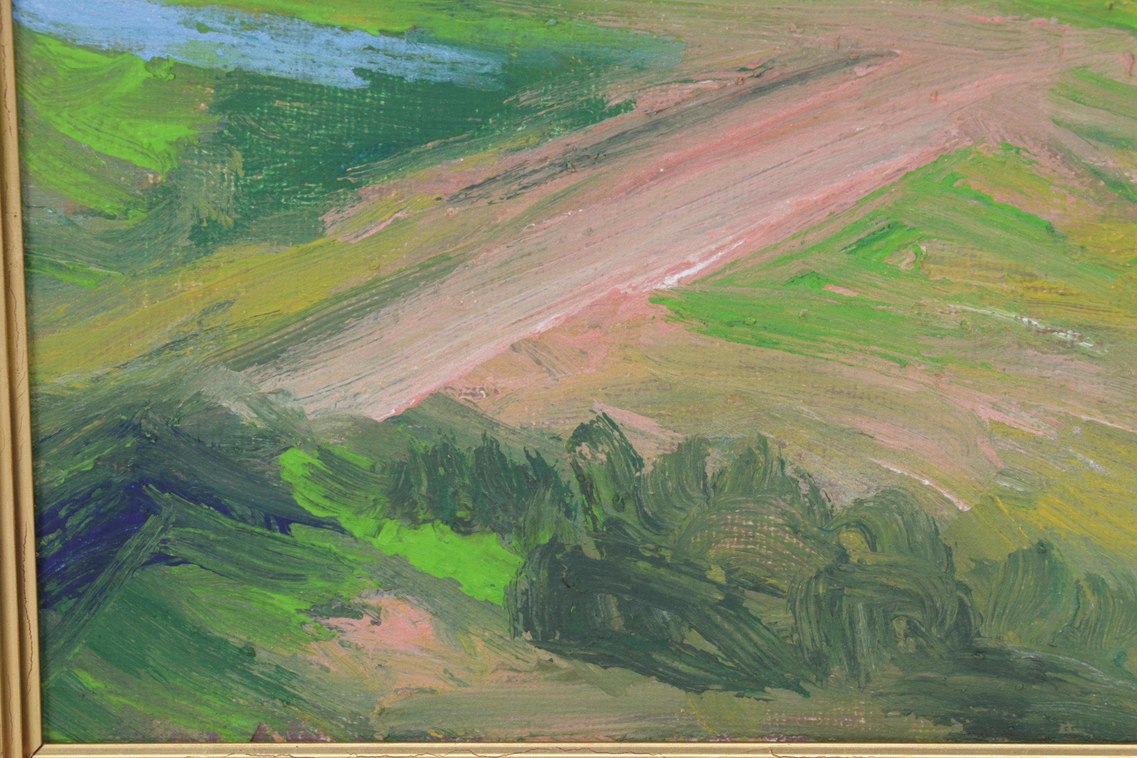 Sulmaz Radvand Landscape Oil Painting of Pastoral Field, 21st Century