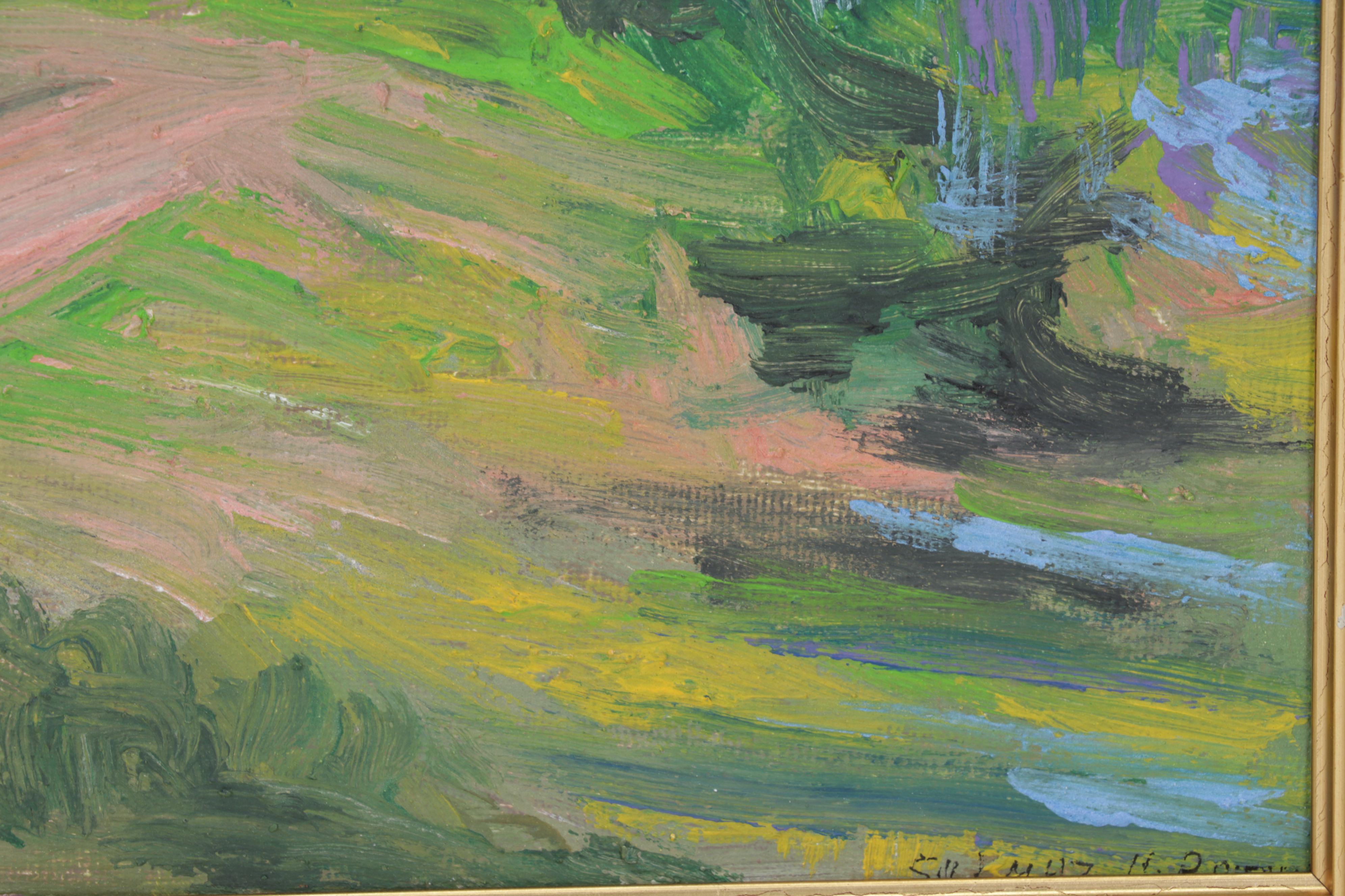 Sulmaz Radvand Landscape Oil Painting of Pastoral Field, 21st Century