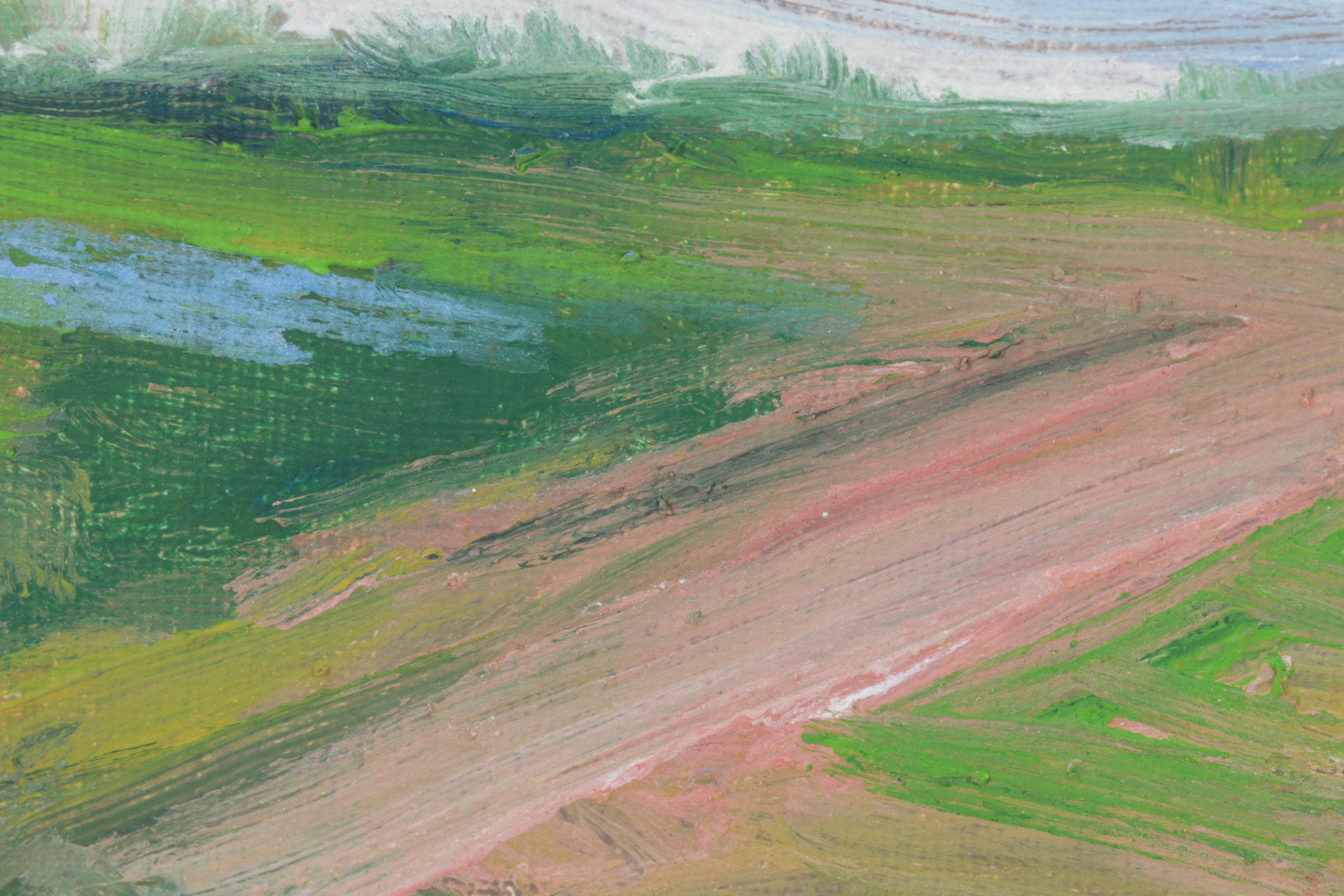 Sulmaz Radvand Landscape Oil Painting of Pastoral Field, 21st Century