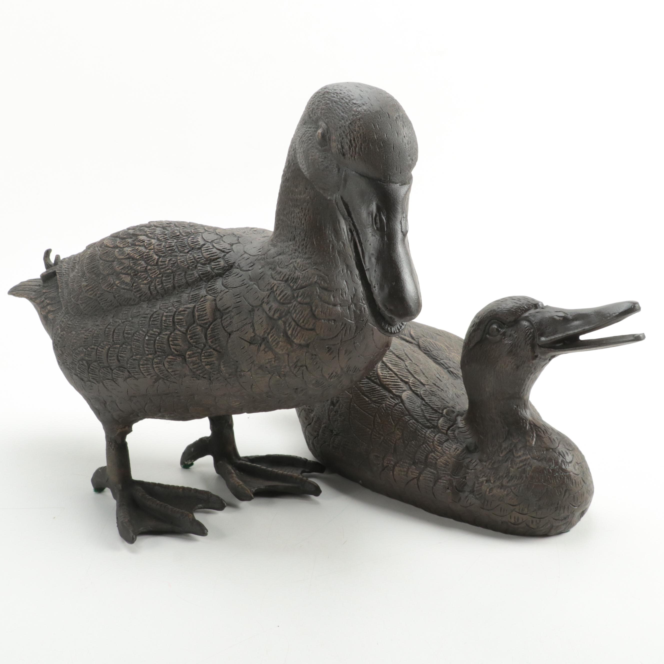 Pair of Molded Ceramic Duck Figures