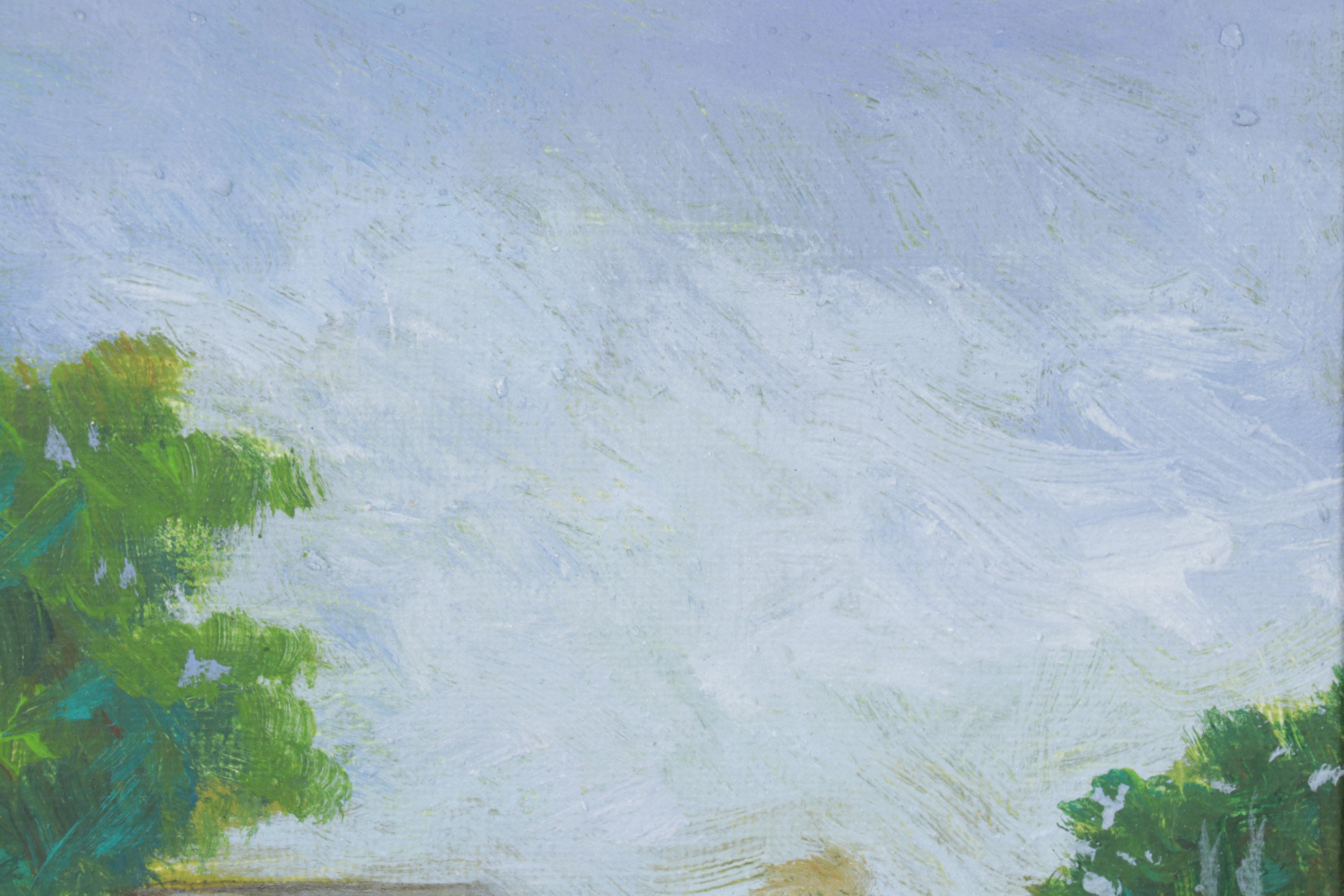 Sulmaz Radvand Oil Painting of Barn in Pastoral Field, 21st Century