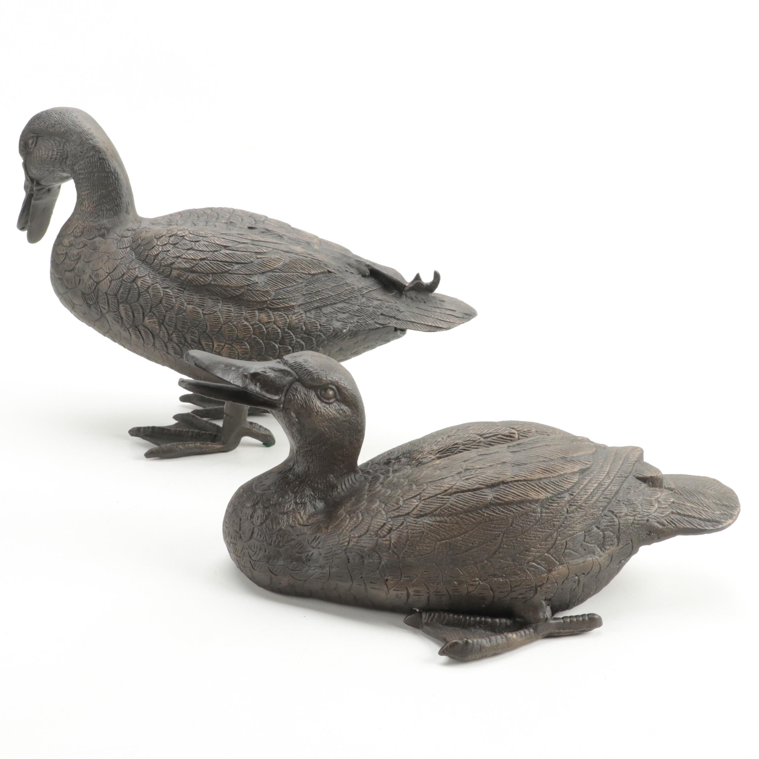 Pair of Molded Ceramic Duck Figures
