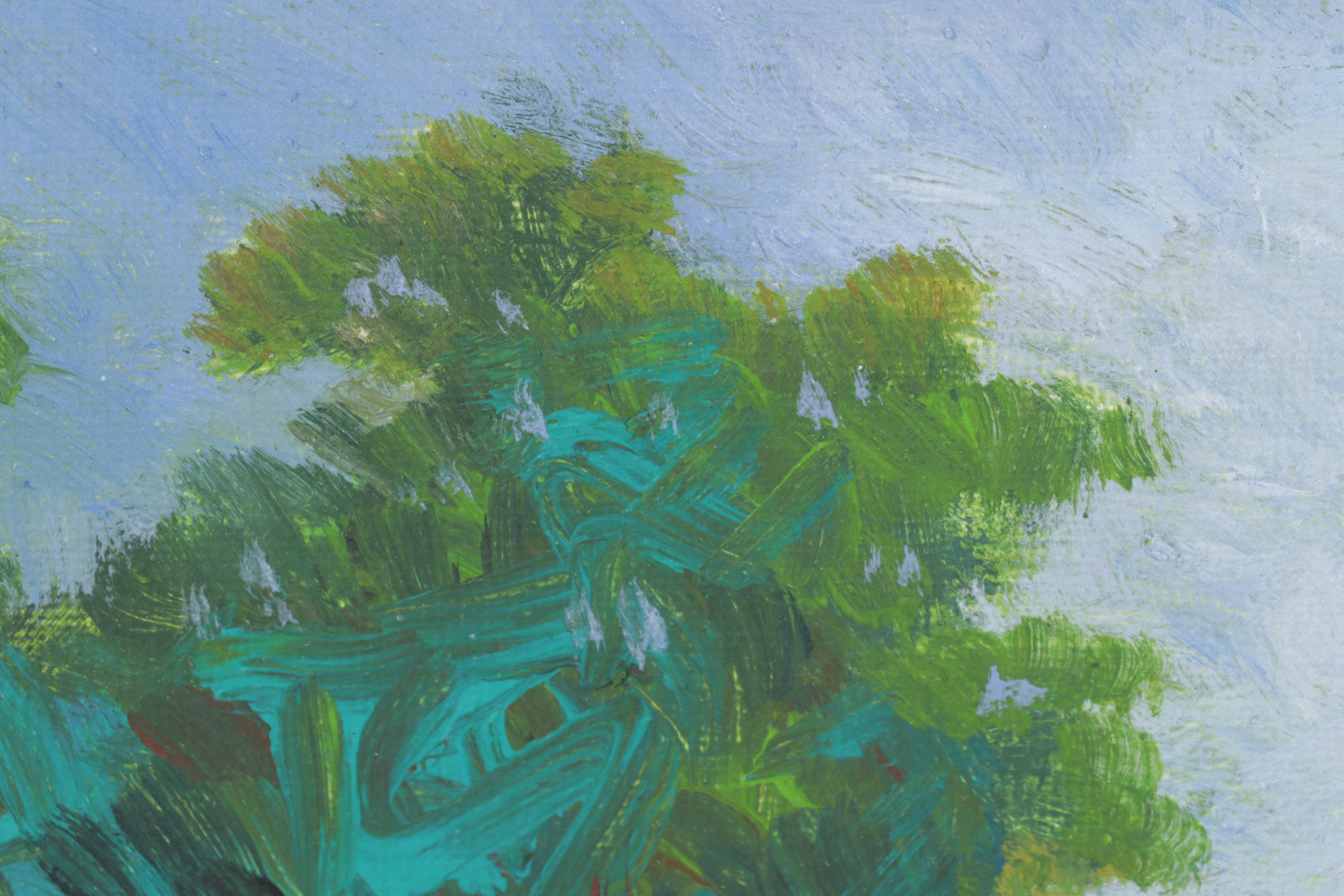 Sulmaz Radvand Oil Painting of Barn in Pastoral Field, 21st Century