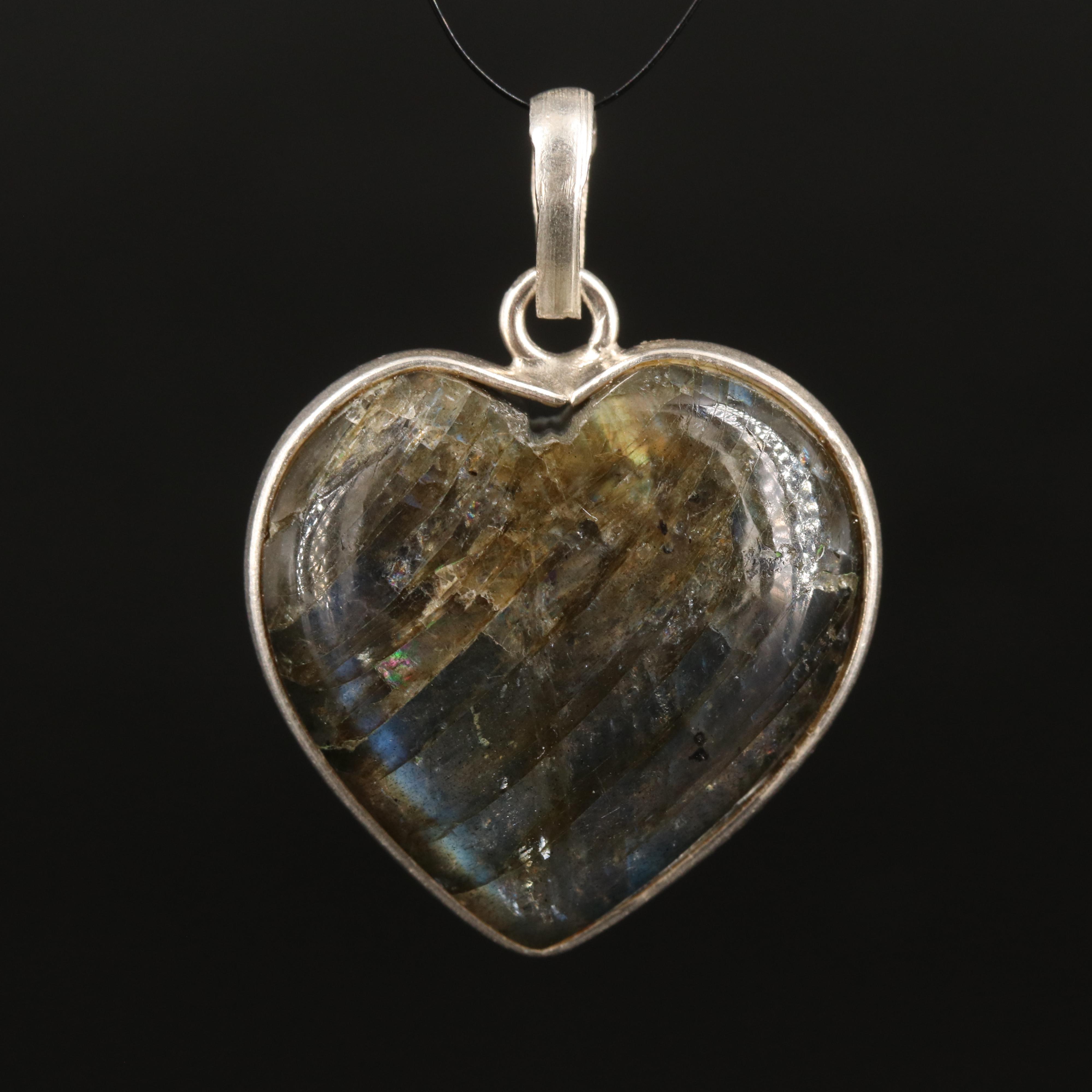 Sterling Labradorite Heart Pendant