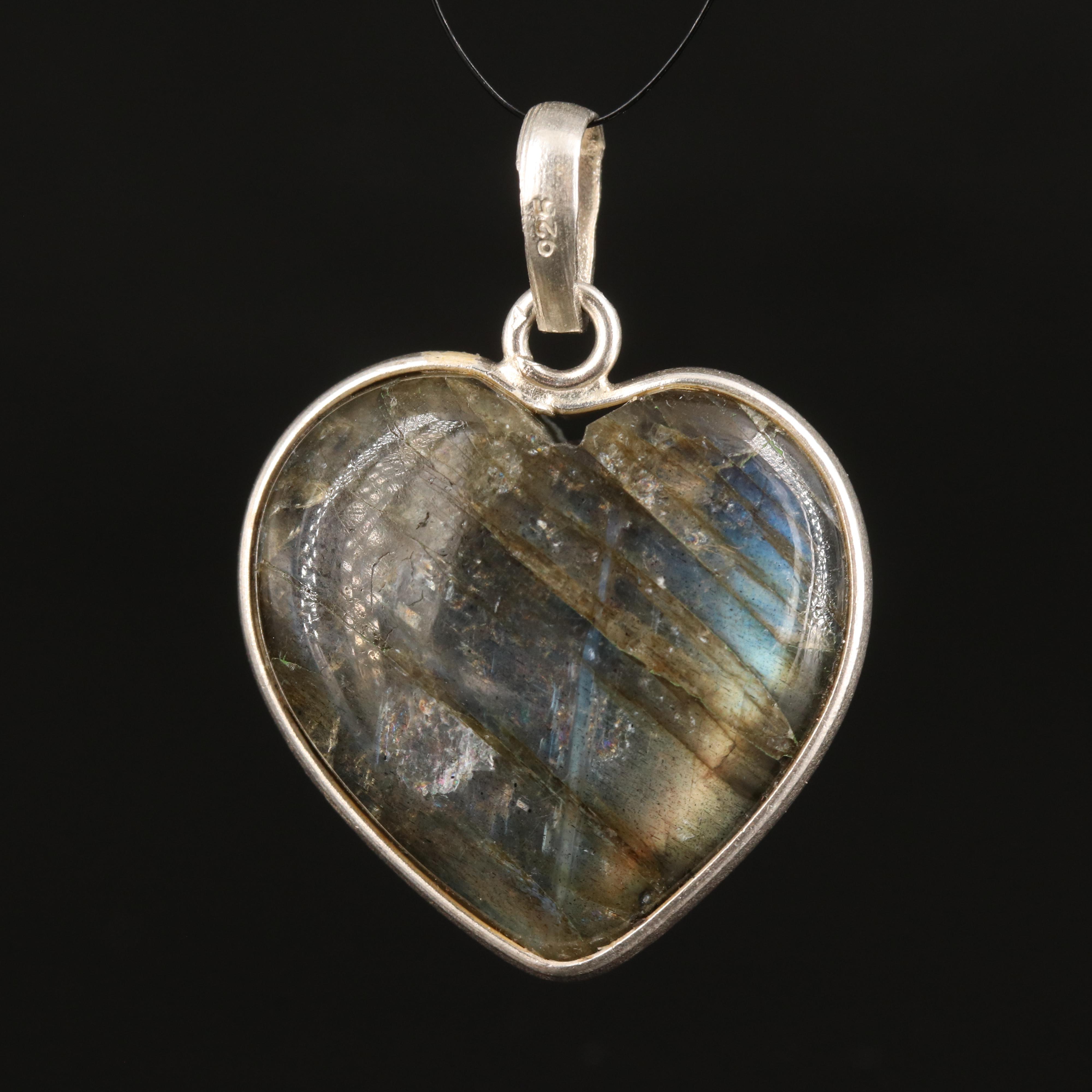 Sterling Labradorite Heart Pendant