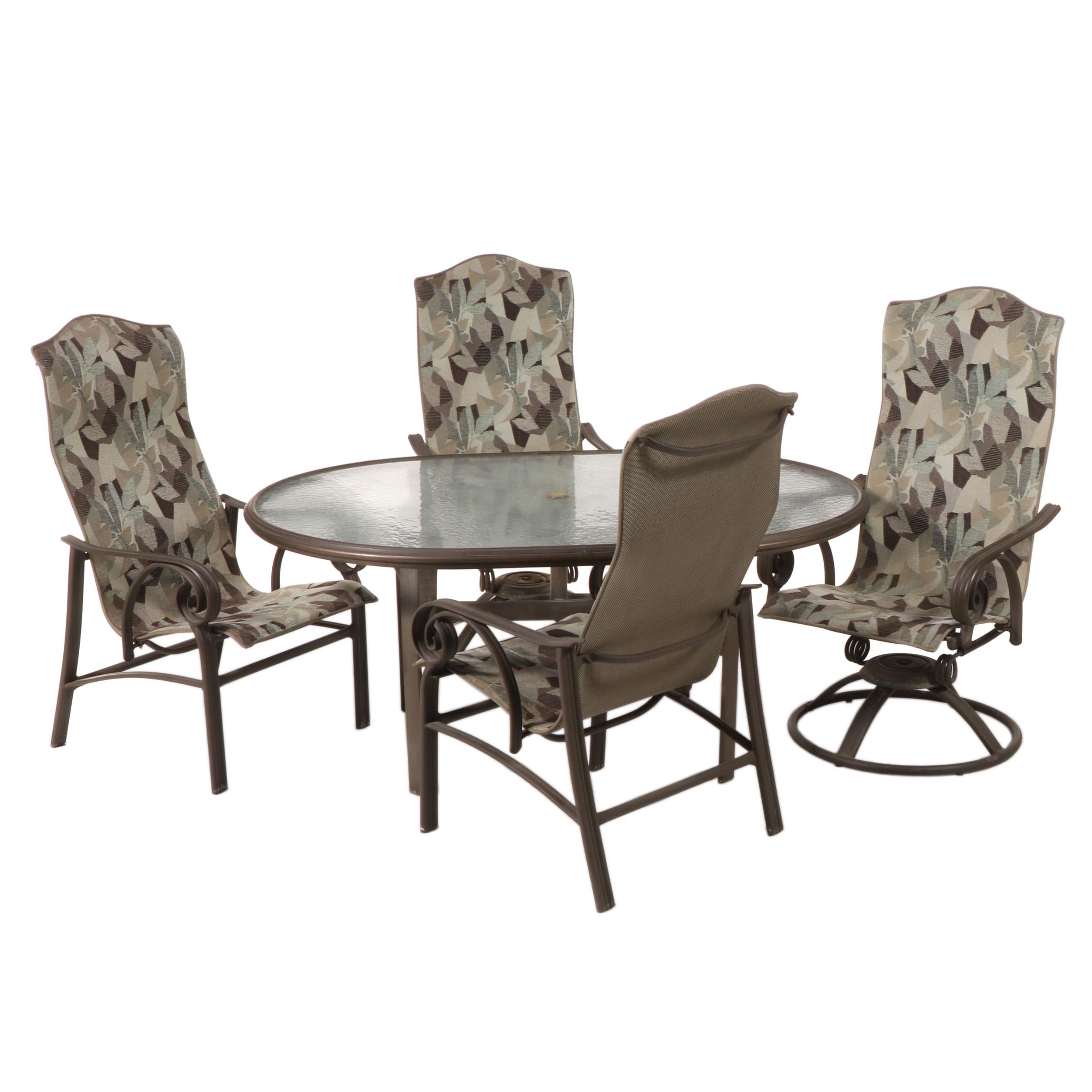 Five-Piece Homecrest Aluminum and Glass Top Patio Dining Set