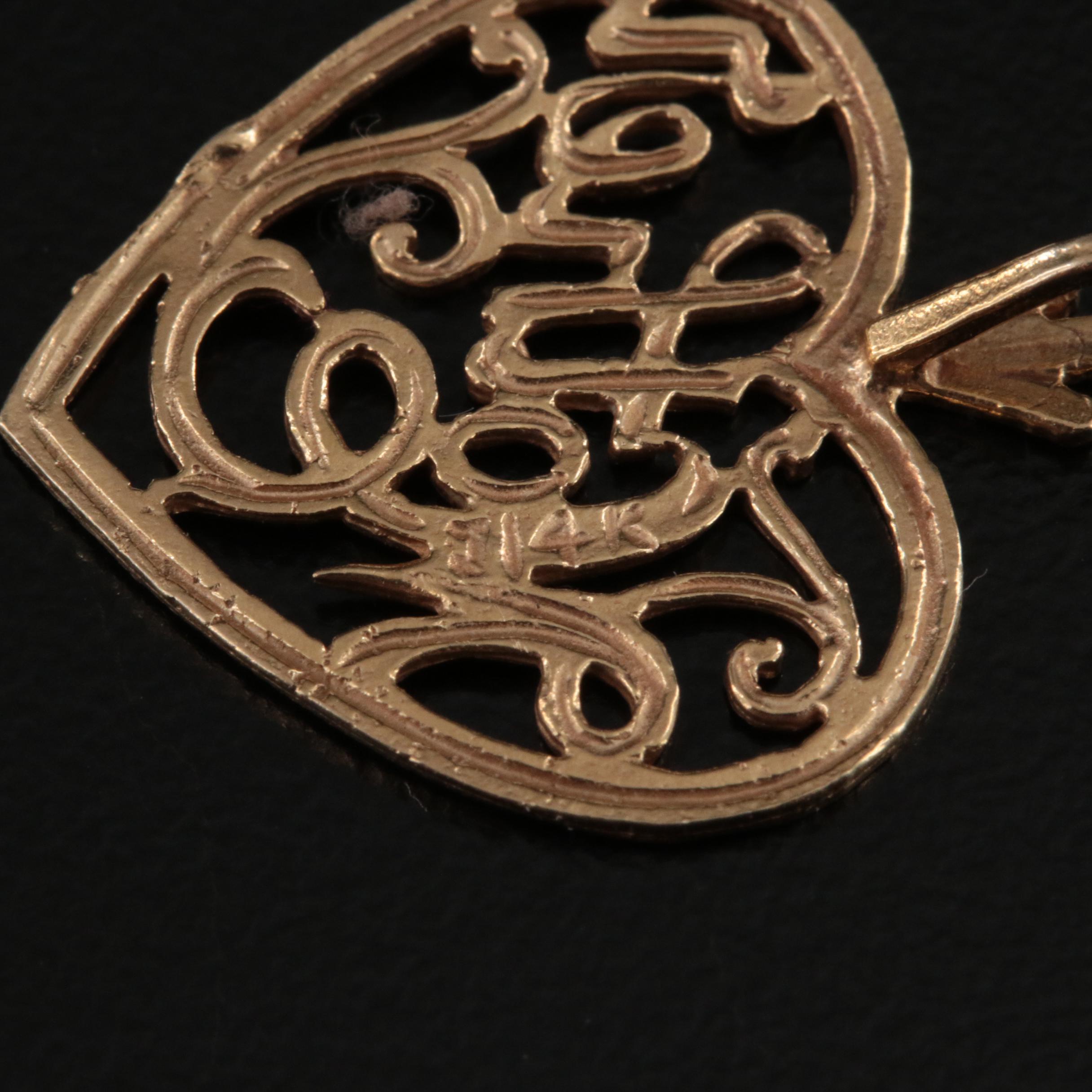 Vintage 10K Pendant and 14K "Mother" Heart Pendant