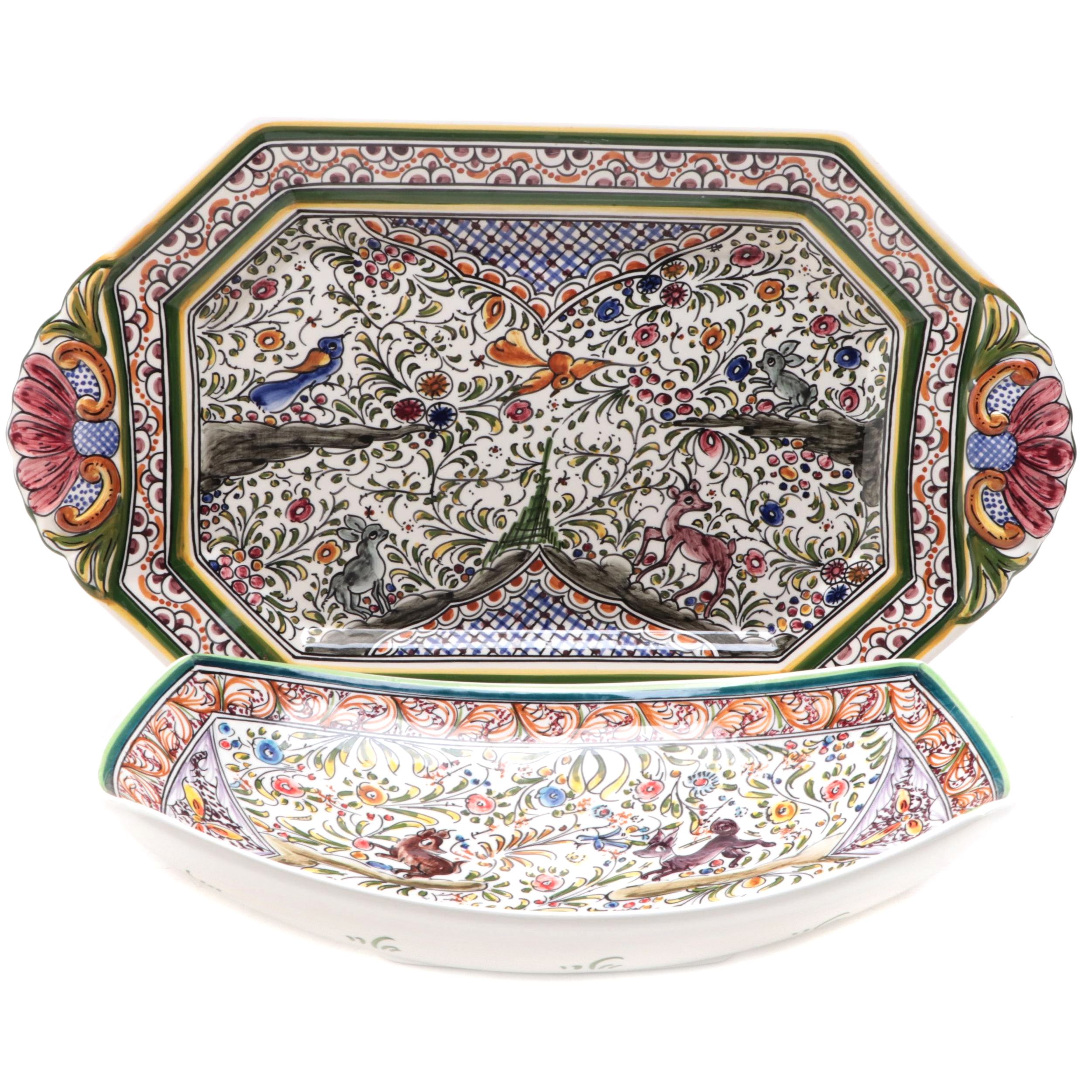 Cerâmicas de Coimbra Portuguese Faïence Platter and  Bowl