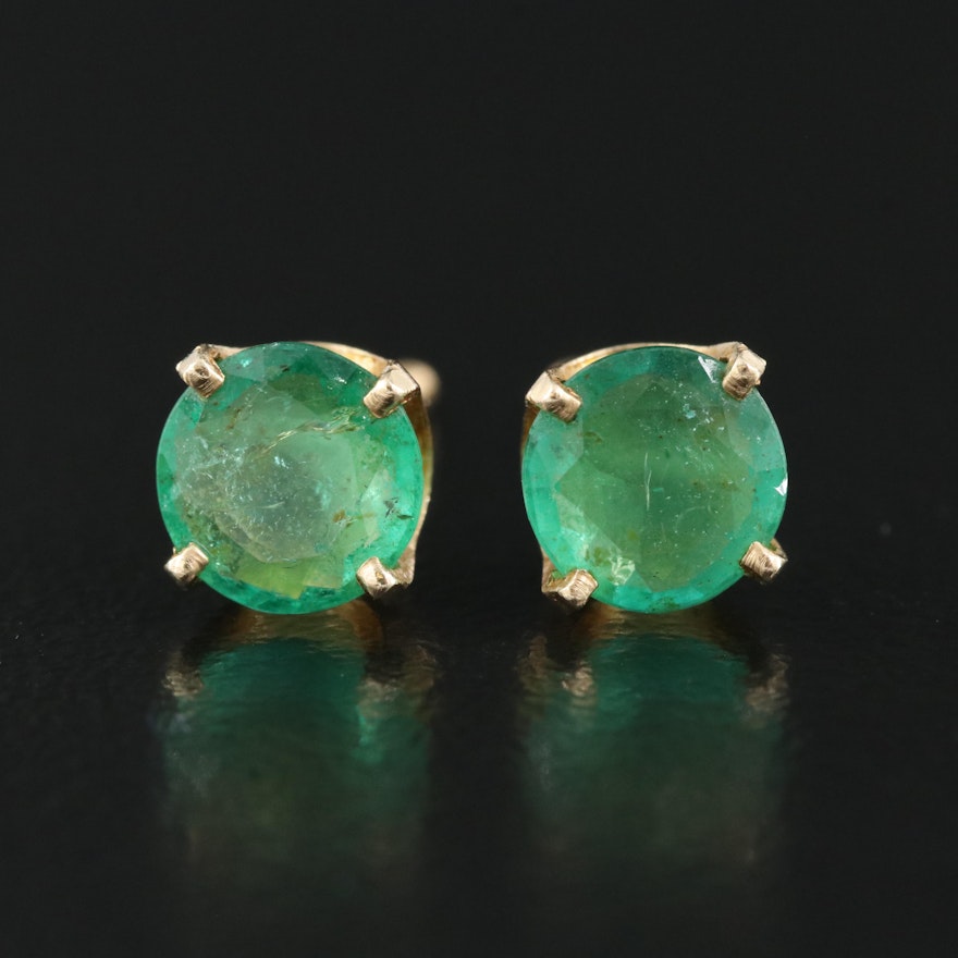 14K Emerald Stud Earrings