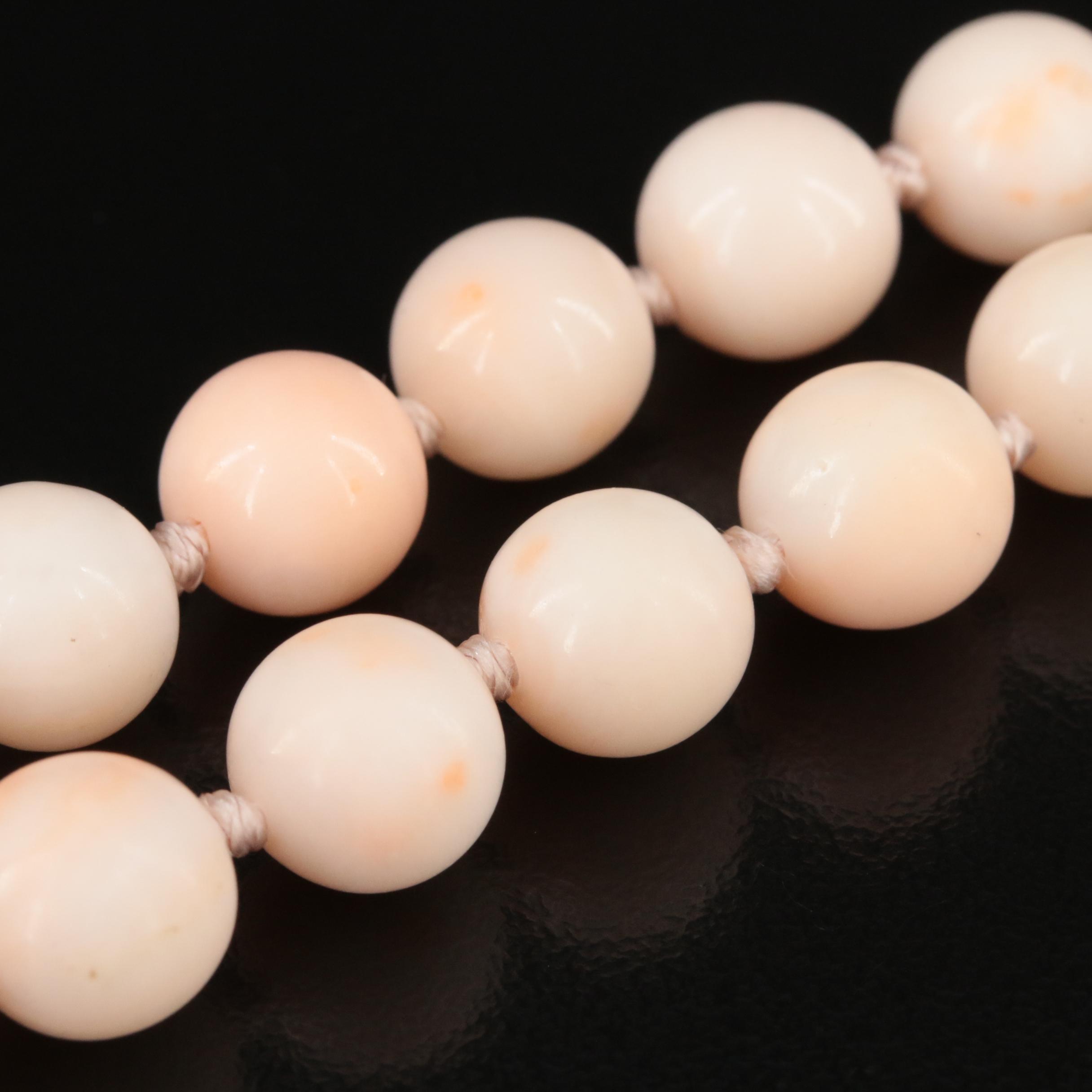 Vintage Coral Multi-Strand Necklace with Carved Rose Clasp