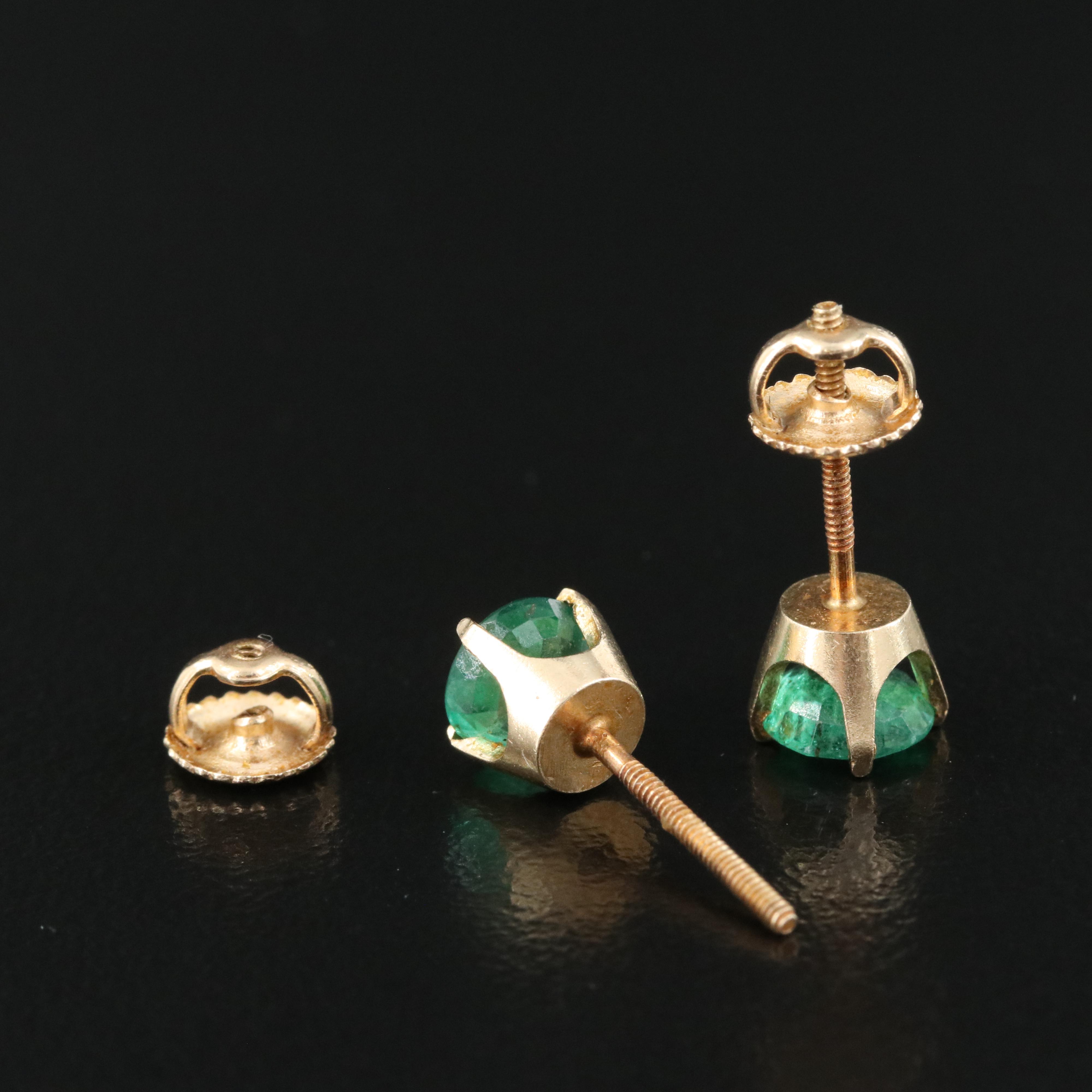 14K Emerald Stud Earrings