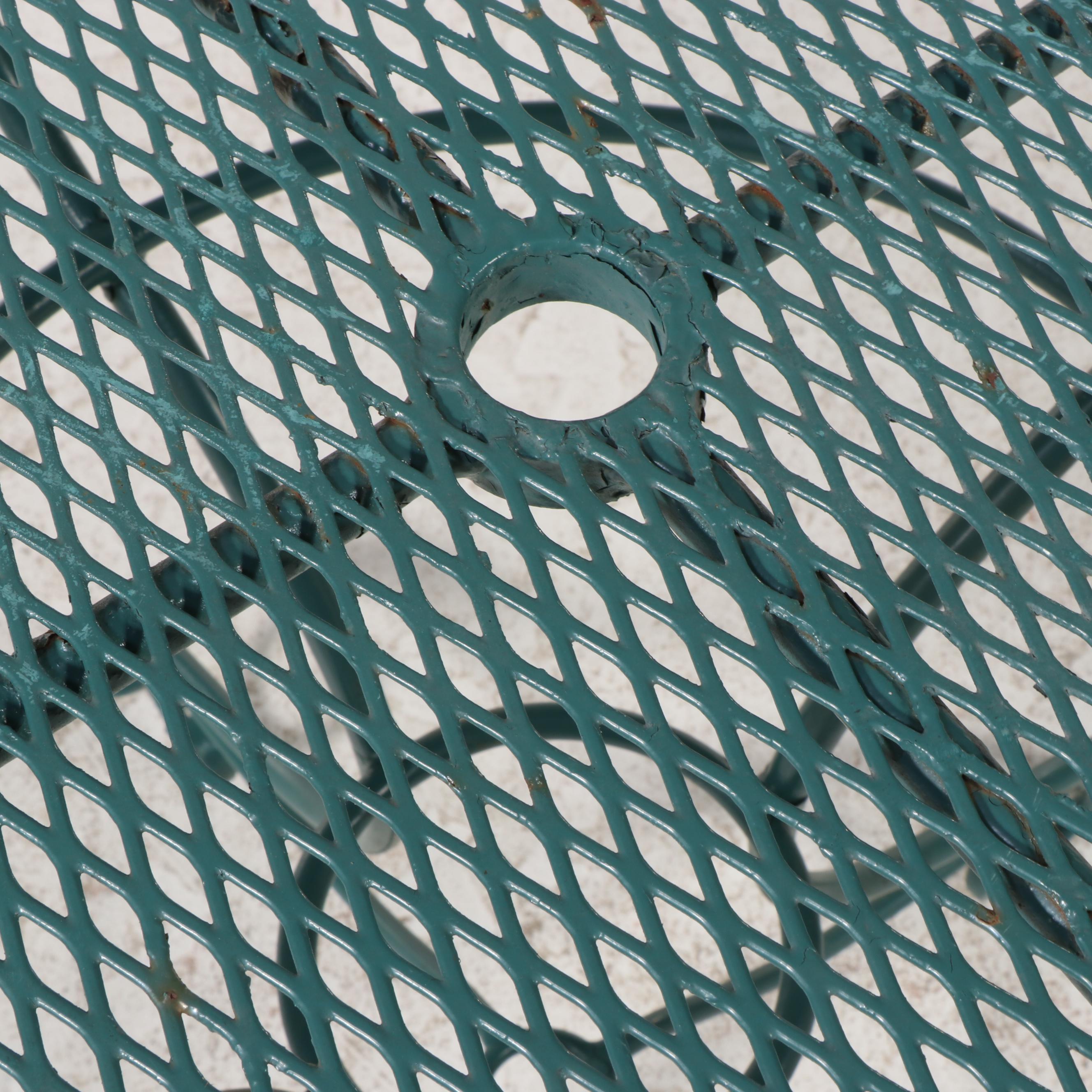 Wrought Iron Patio Dining Table and Four Chairs, Mid to Late 20th Century