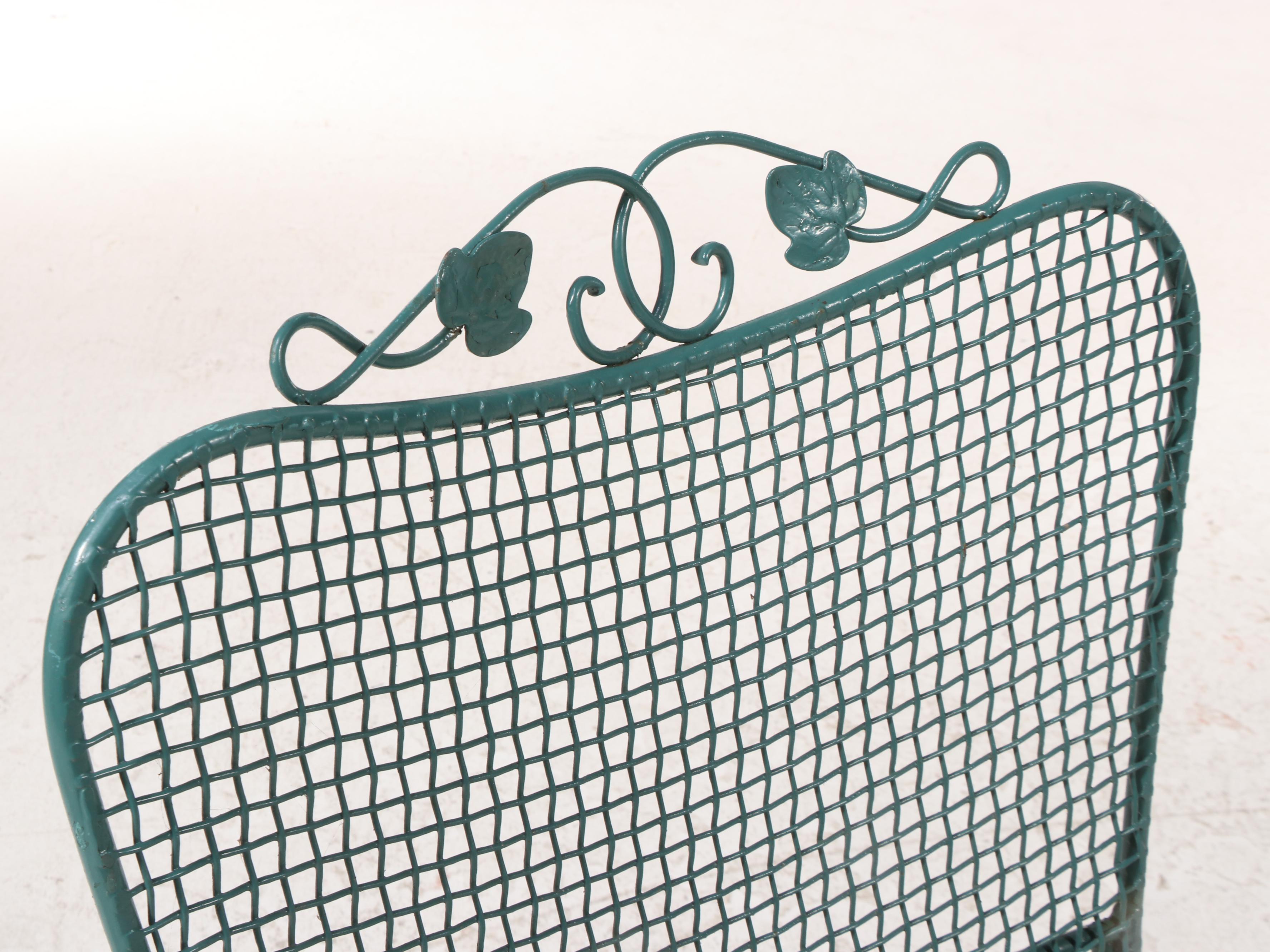 Wrought Iron Patio Dining Table and Four Chairs, Mid to Late 20th Century