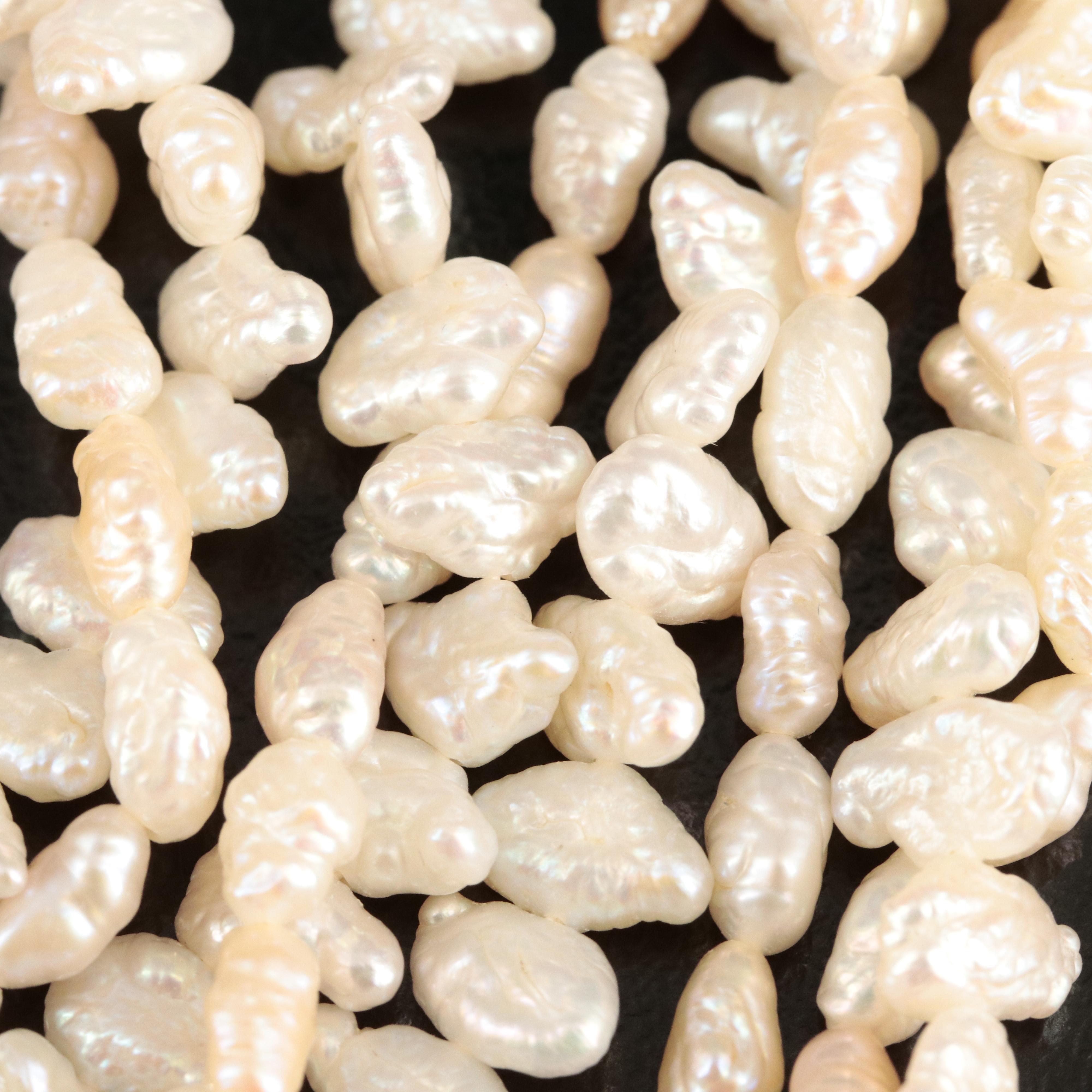 18K Two-Tone Band and Pearl Necklace with 14K Clasp