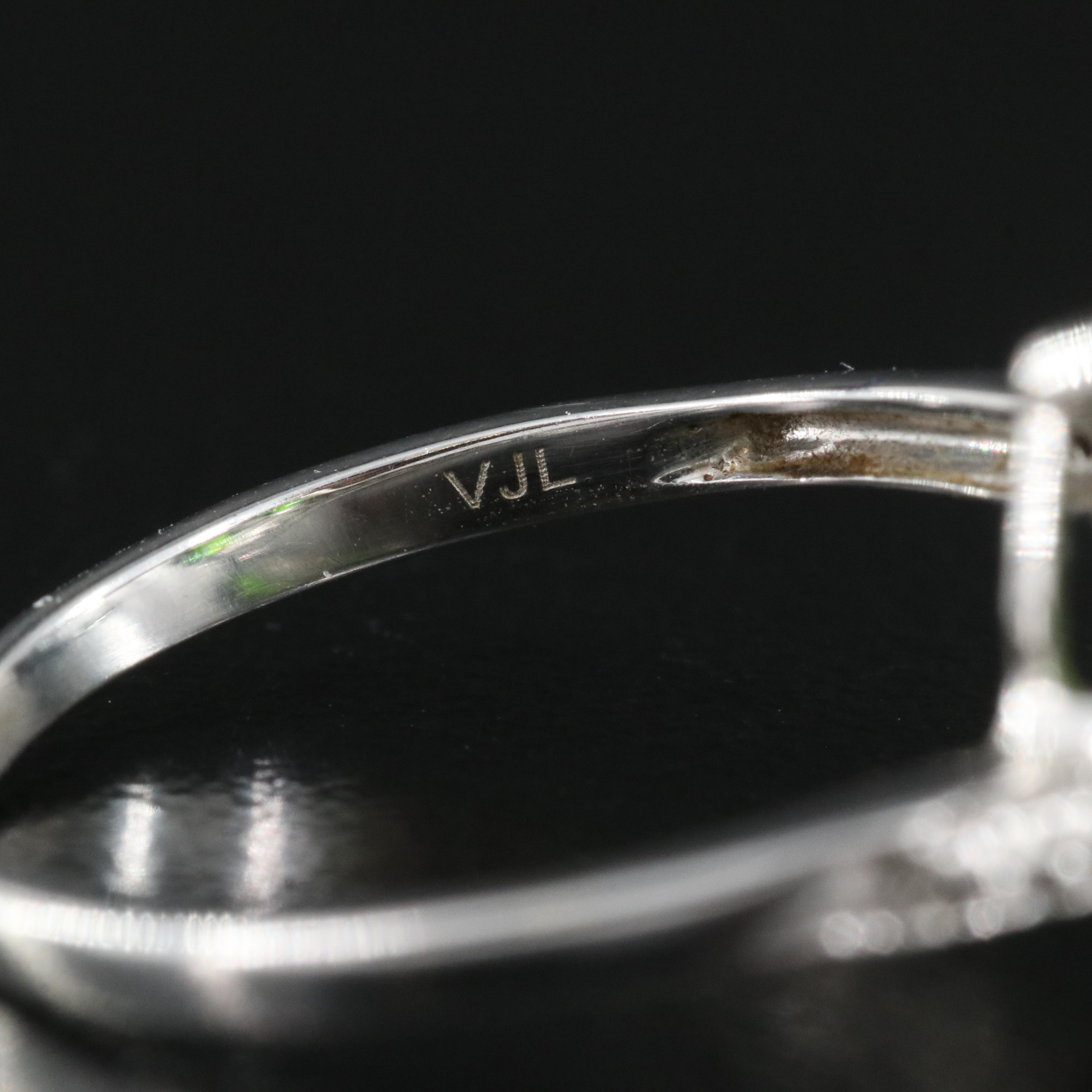 10K Diopside and Diamond Bypass Style Ring