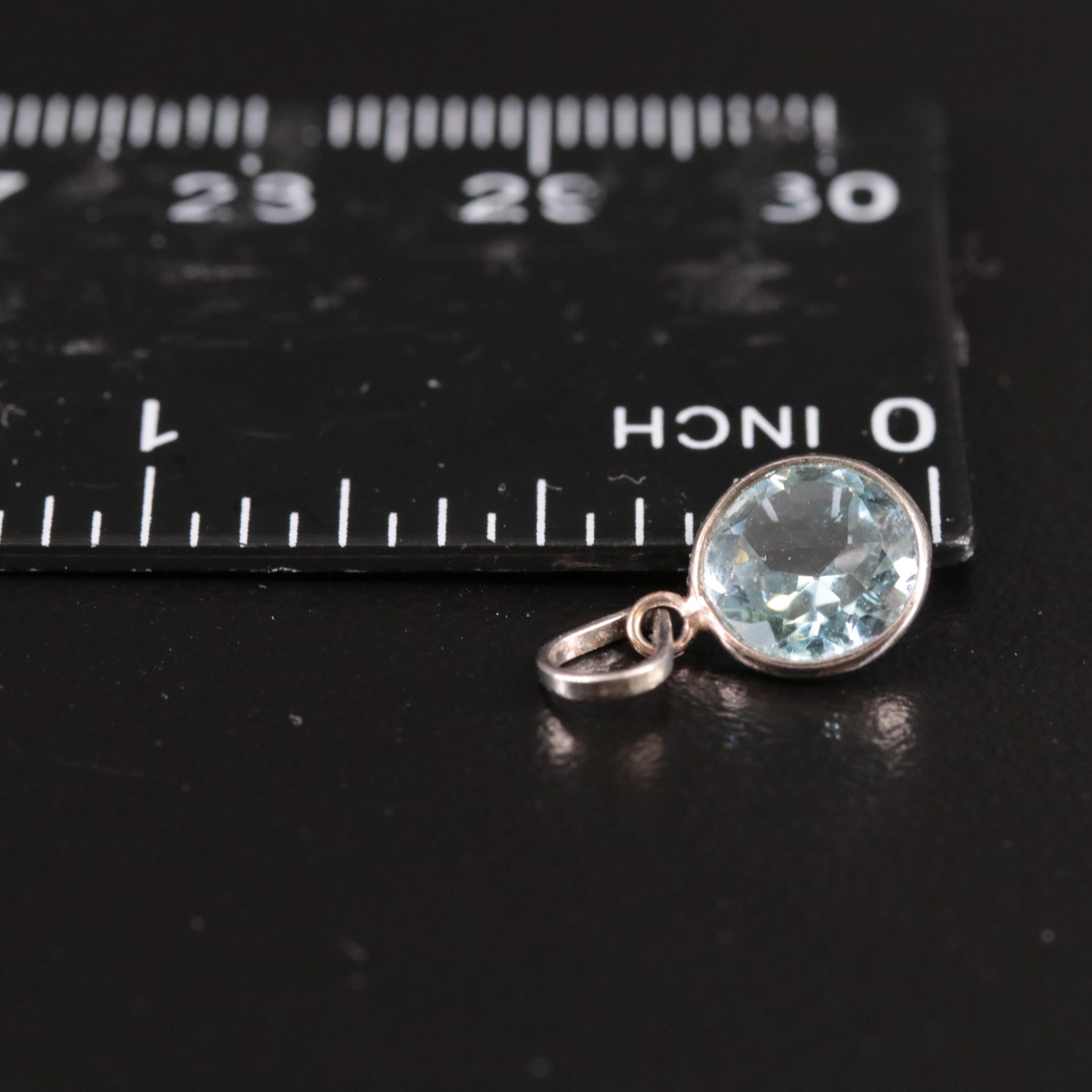 14K Blue Topaz Pendant