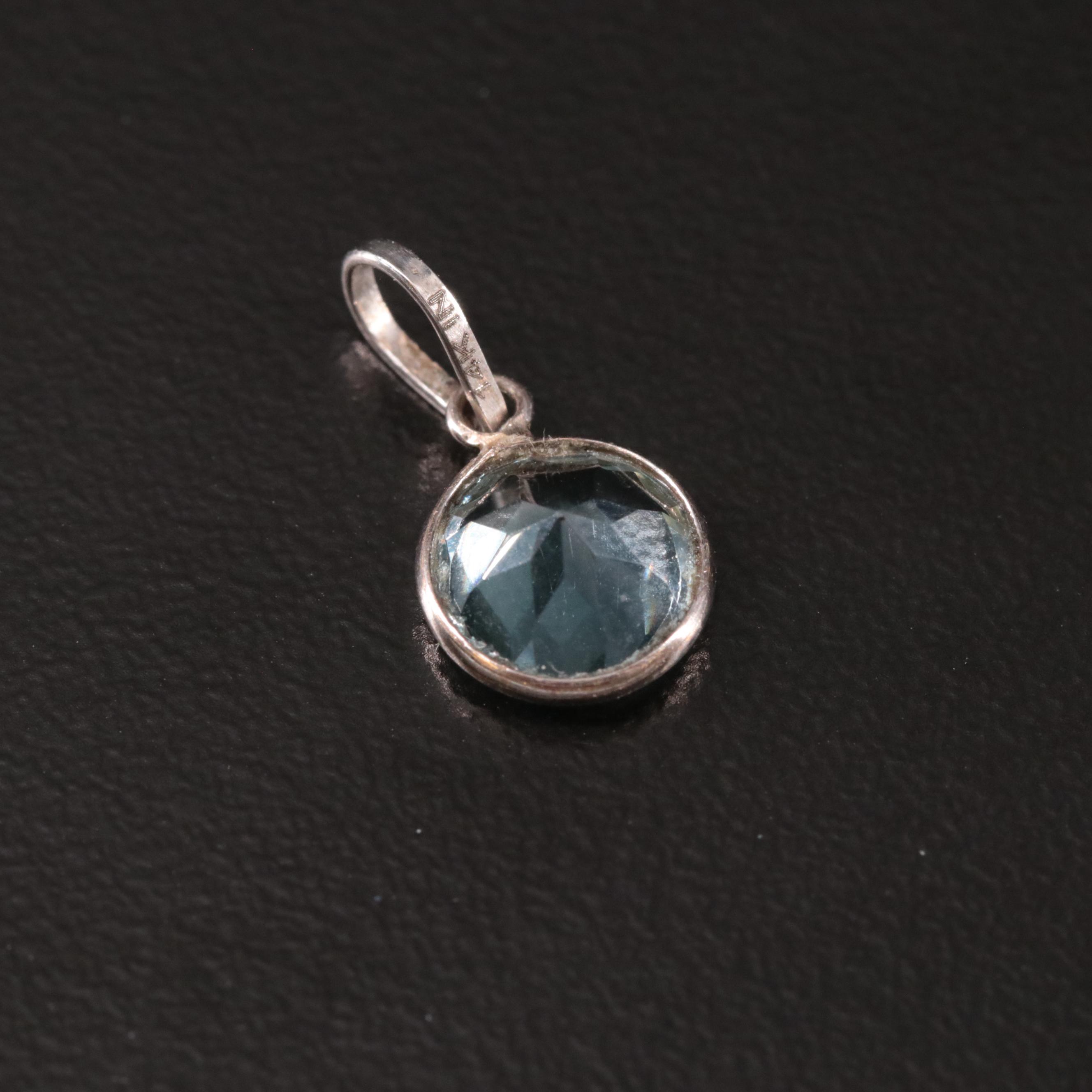 14K Blue Topaz Pendant