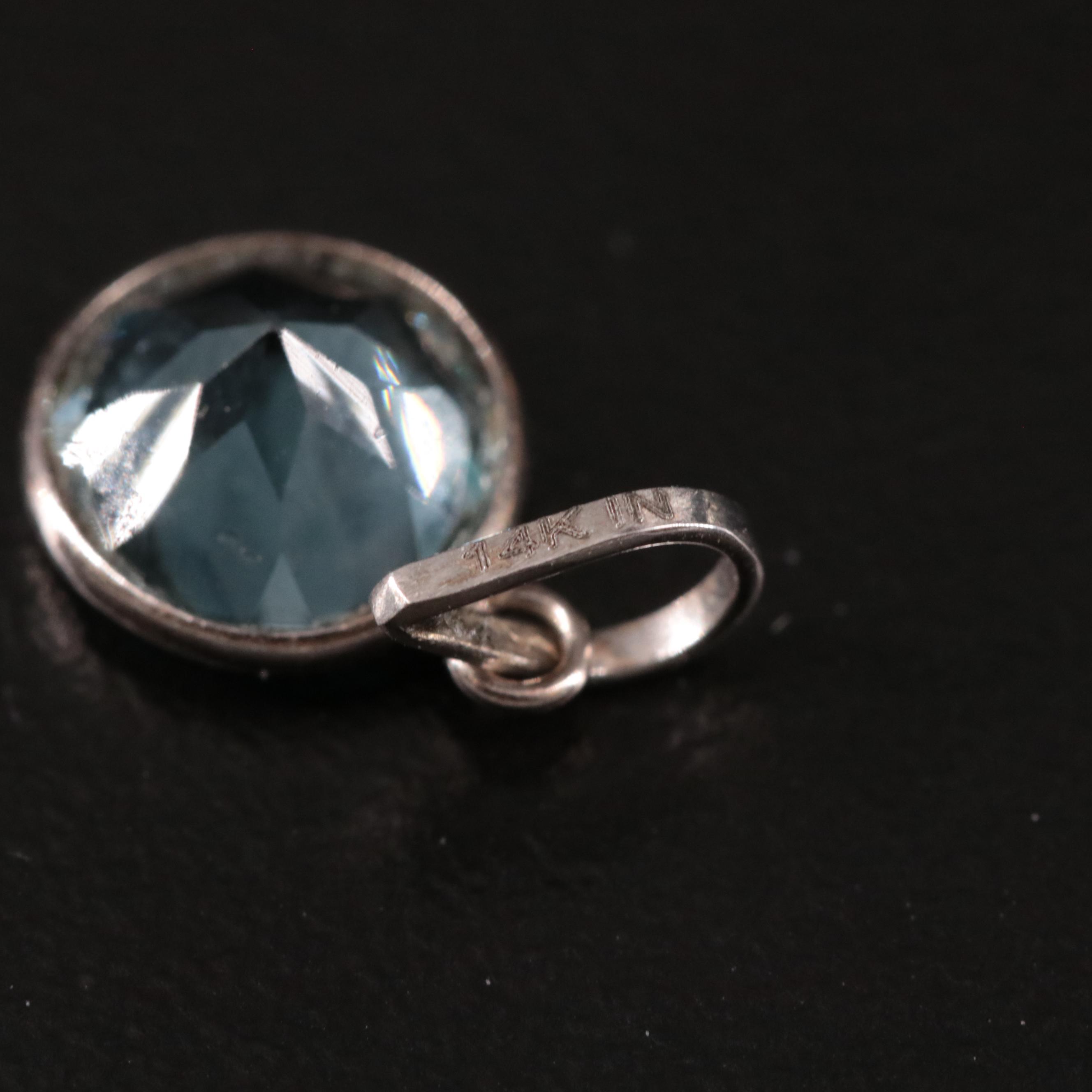 14K Blue Topaz Pendant