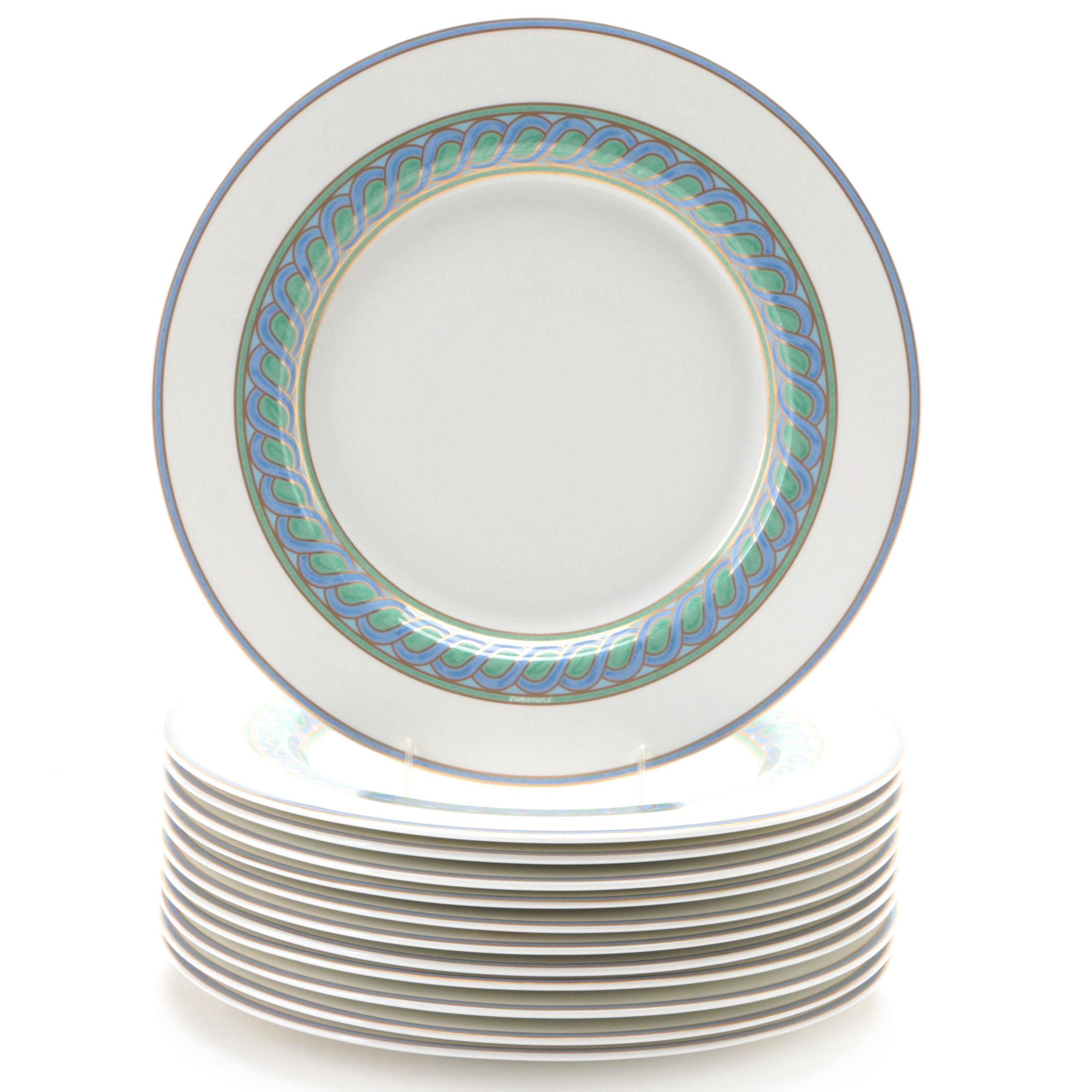 Christofle "Torsada" Porcelain Dinner Plates, 1999-2001