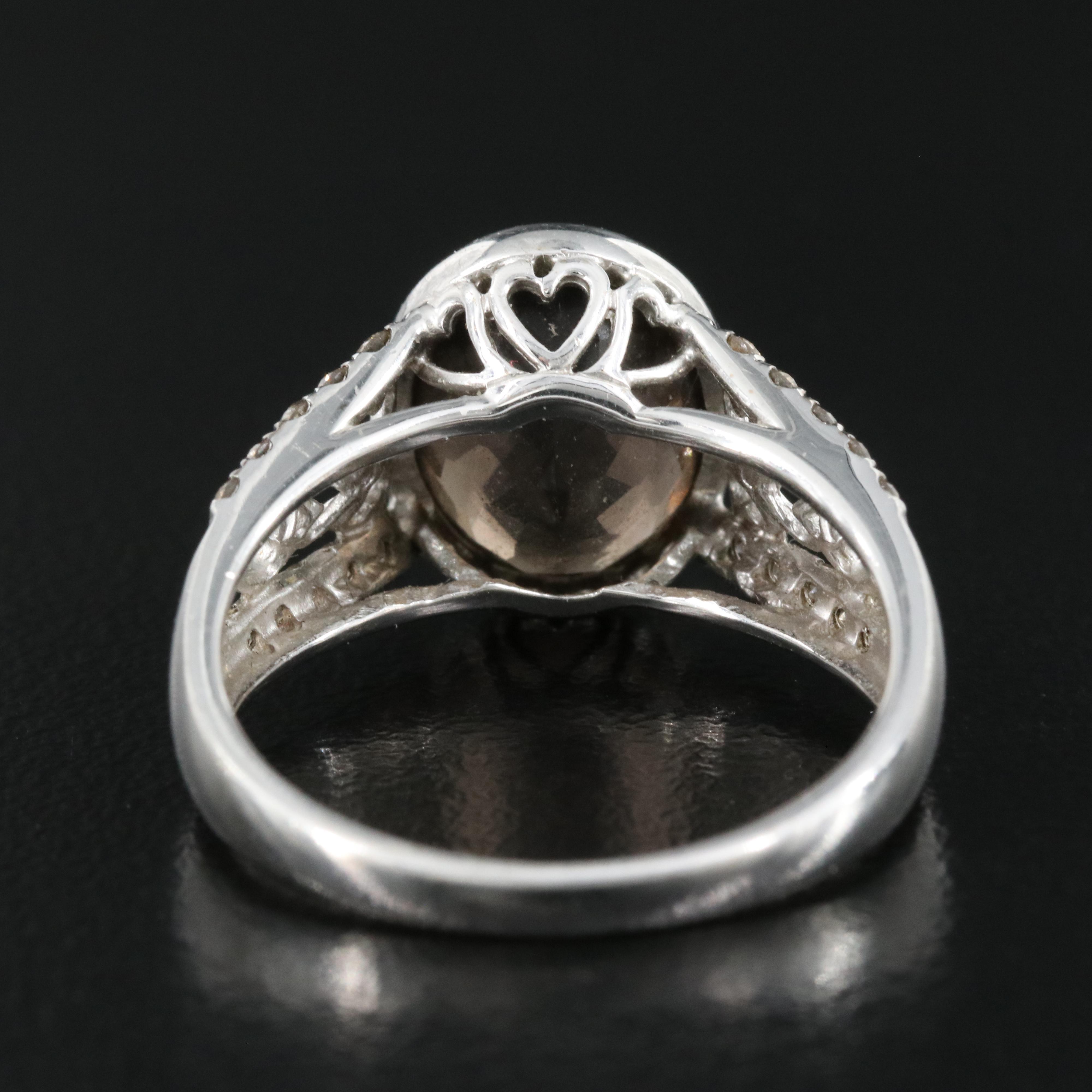 14K Smoky Quartz and Diamond Ring