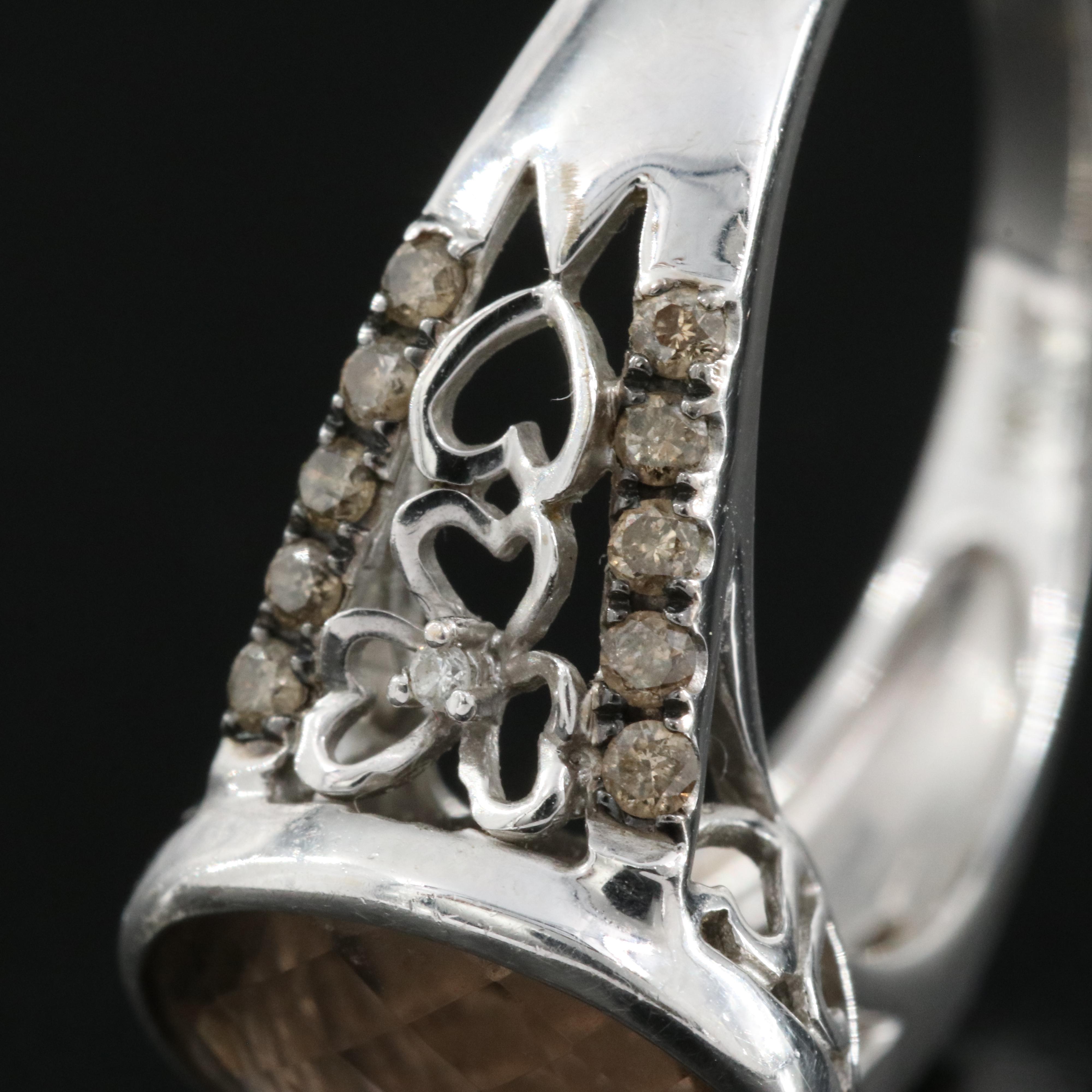 14K Smoky Quartz and Diamond Ring