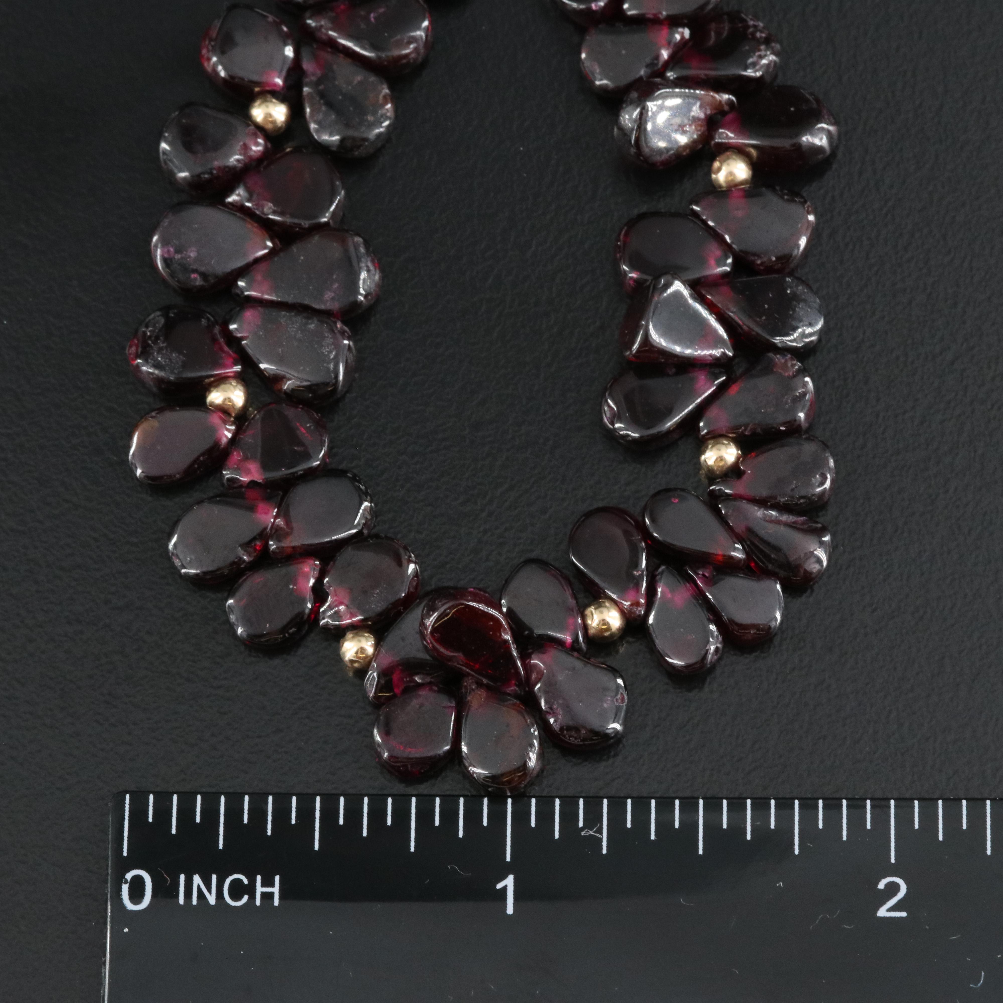 14K Rhodonite Garnet Fringe Necklace and Earring Set